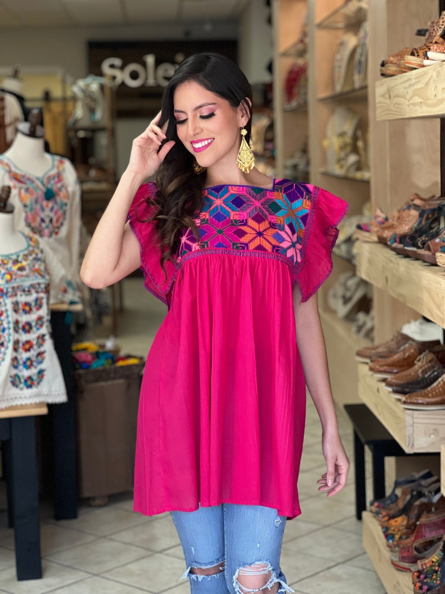 Mexican Flutter Sleeve Top. Blusa Larissa Estrella - Solei Store