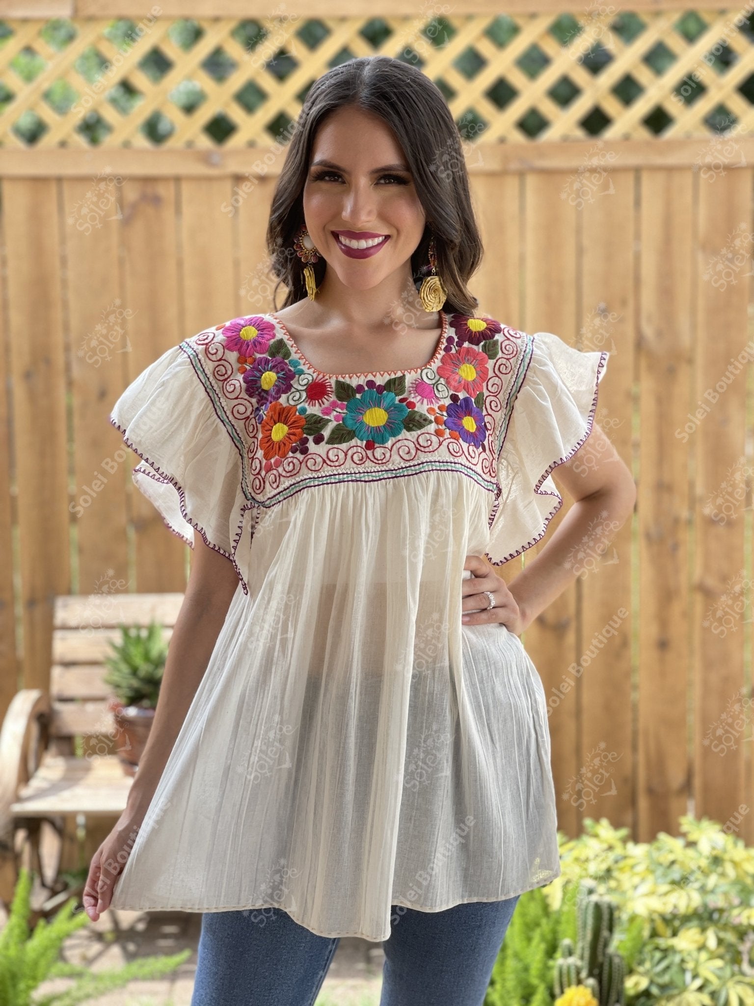 Mexican Flutter Sleeve Top Larissa - Solei Store