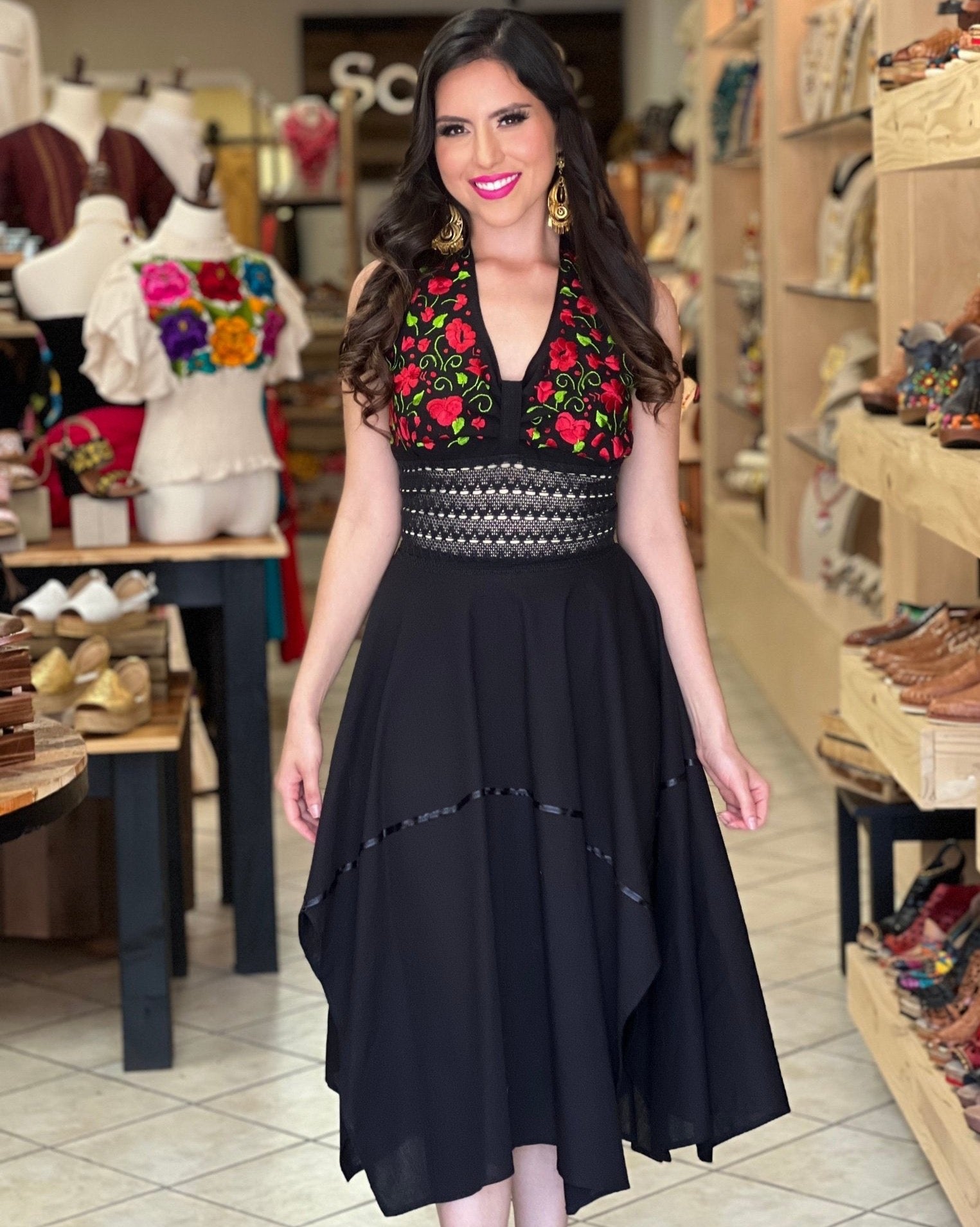 Mexican Hand Embroidered Asymmetrical Dress. Samanta Dress. - Solei Store