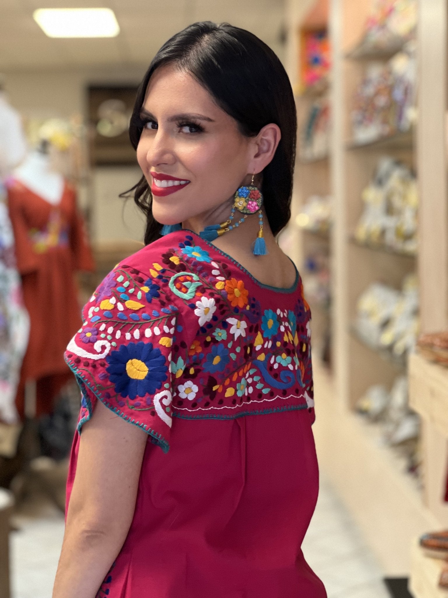Mexican Hand Embroidered Dress. Traditional Mexican Dress. Camelia Dress - Solei Store