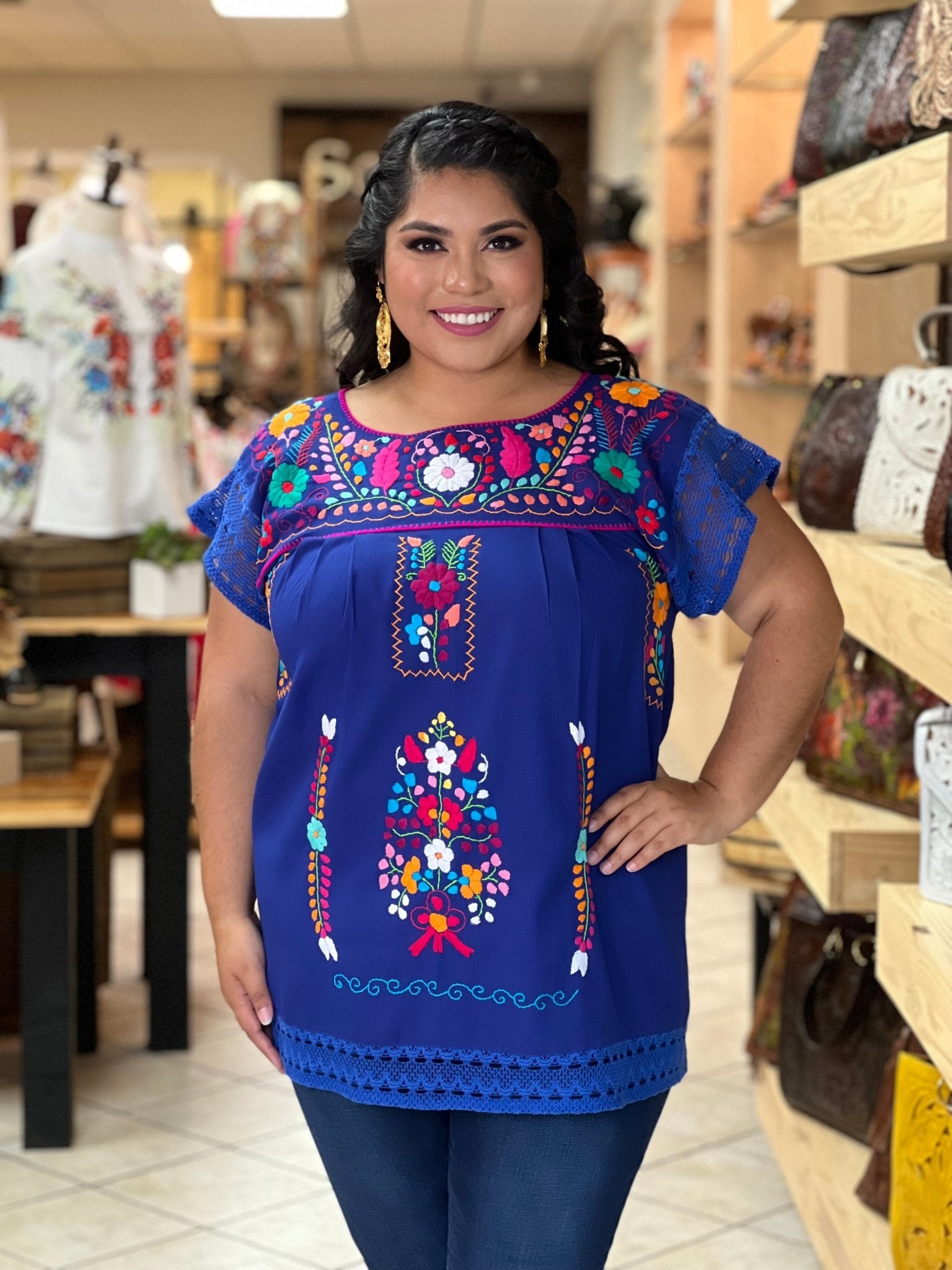 Mexican Hand Embroidered Floral Blouse. Blusa Juanita. - Solei Store