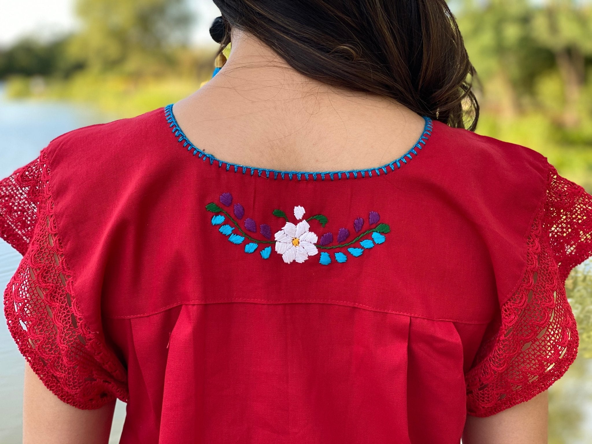 Mexican Hand Embroidered Floral Blouse. Blusa Juanita. - Solei Store