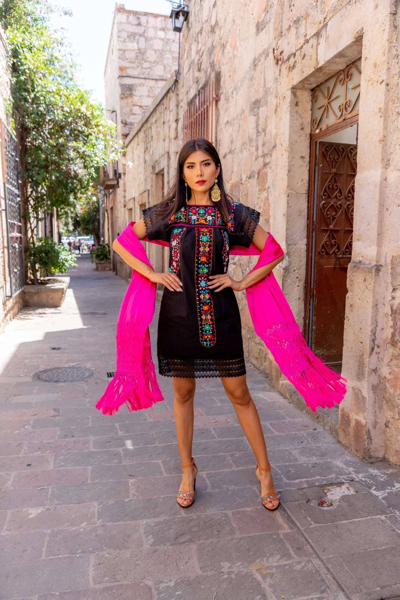 Mexican Hand Embroidered Floral Dress. Sonia Dress - Solei Store