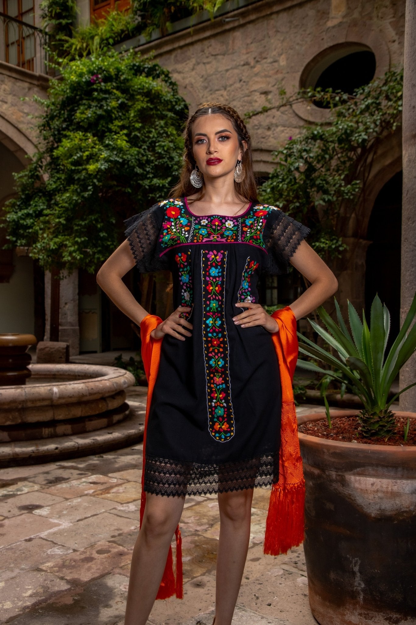 Mexican Hand Embroidered Floral Dress. Sonia Dress - Solei Store