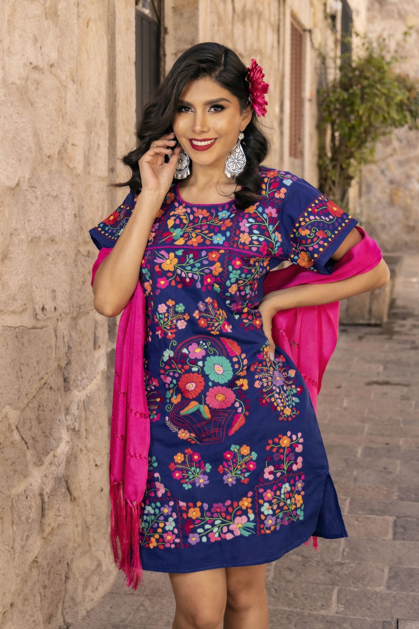 Mexican Hand Embroidered Floral Dress. Vestido Coco - Solei Store