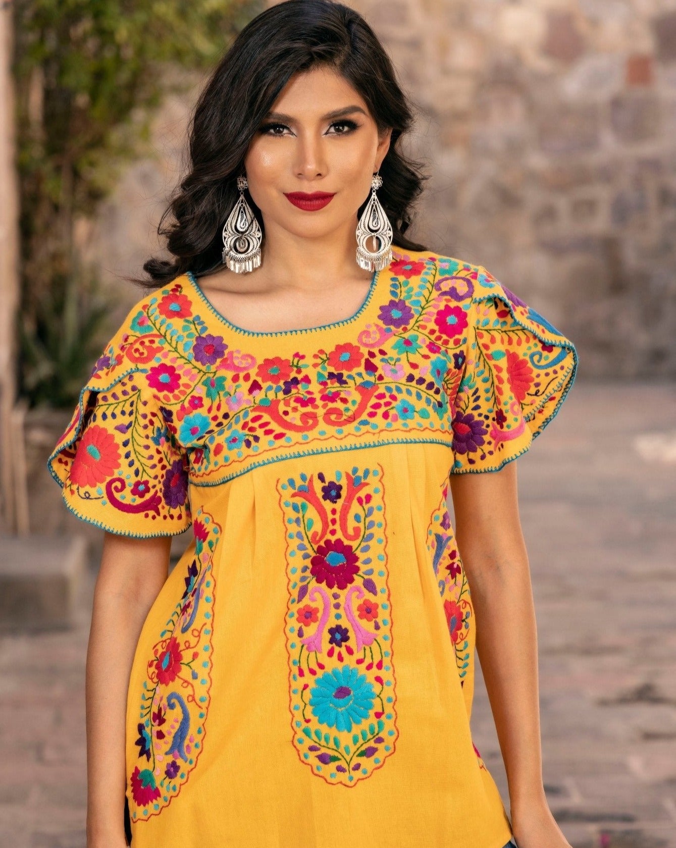 Mexican Hand Embroidered Floral Multicolor Blouse. Blusa Camelia. - Solei Store