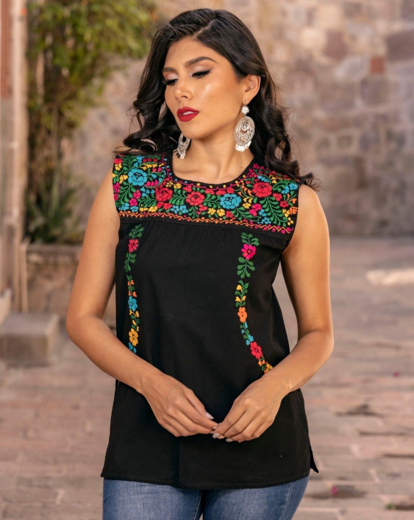 Mexican Hand Embroidered Floral Top. Antonina Blouse. - Solei Store