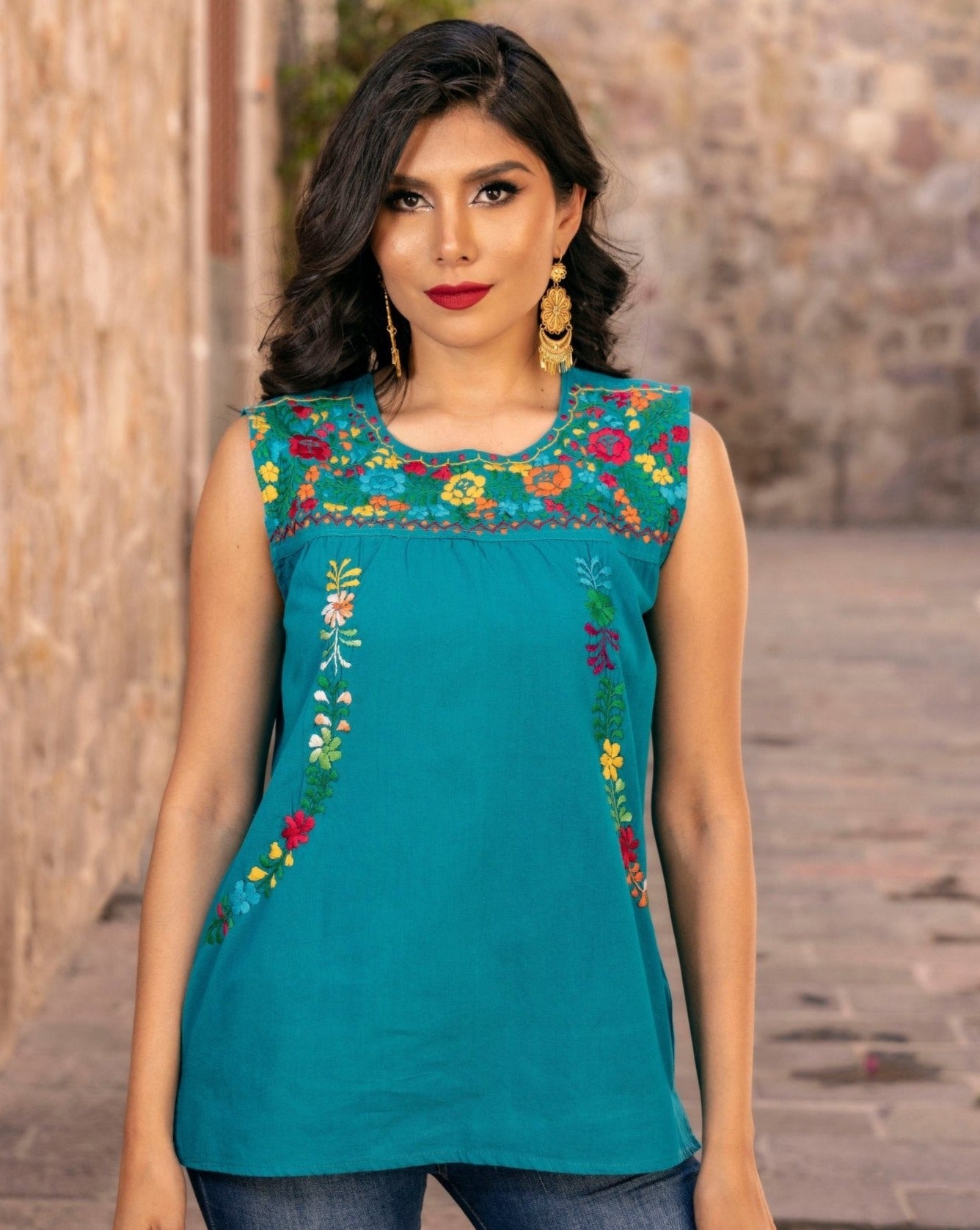 Mexican Hand Embroidered Floral Top. Antonina Blouse. - Solei Store