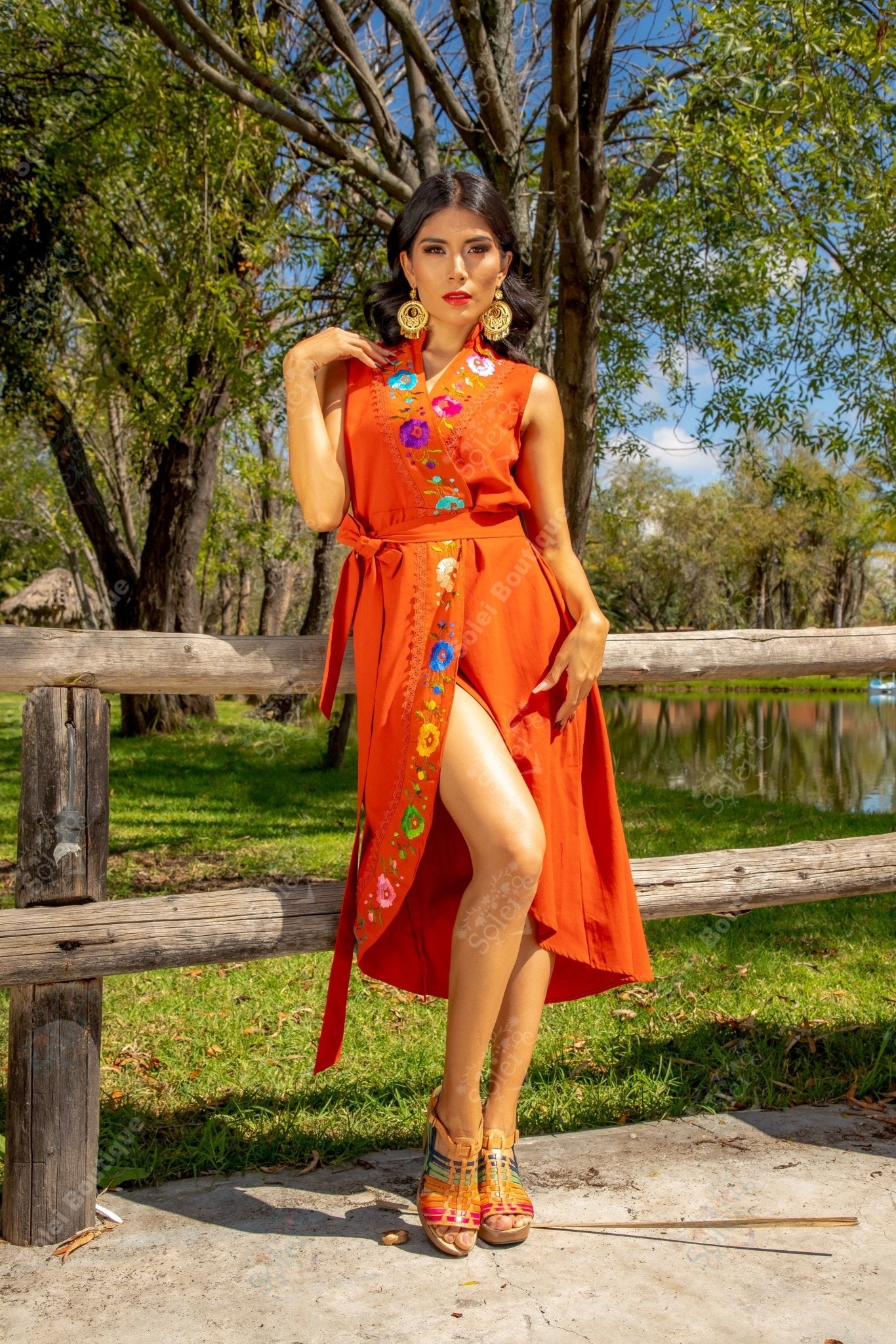 Mexican Hand Embroidered Mexican Dress. Mexican Wrap Dress. Antonella Dress. - Solei Store