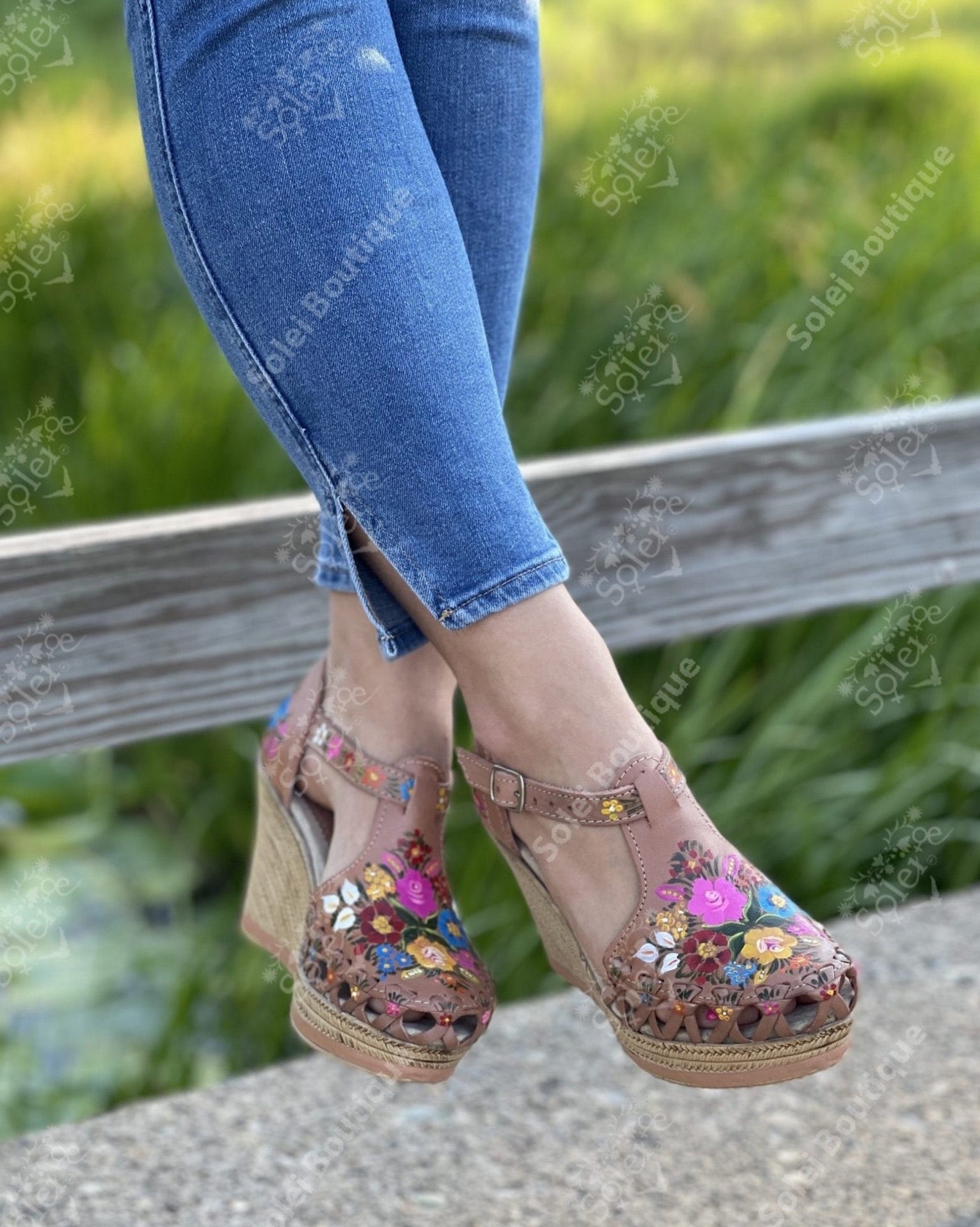 Mexican Hand Painted Wedge Heels - Solei Store