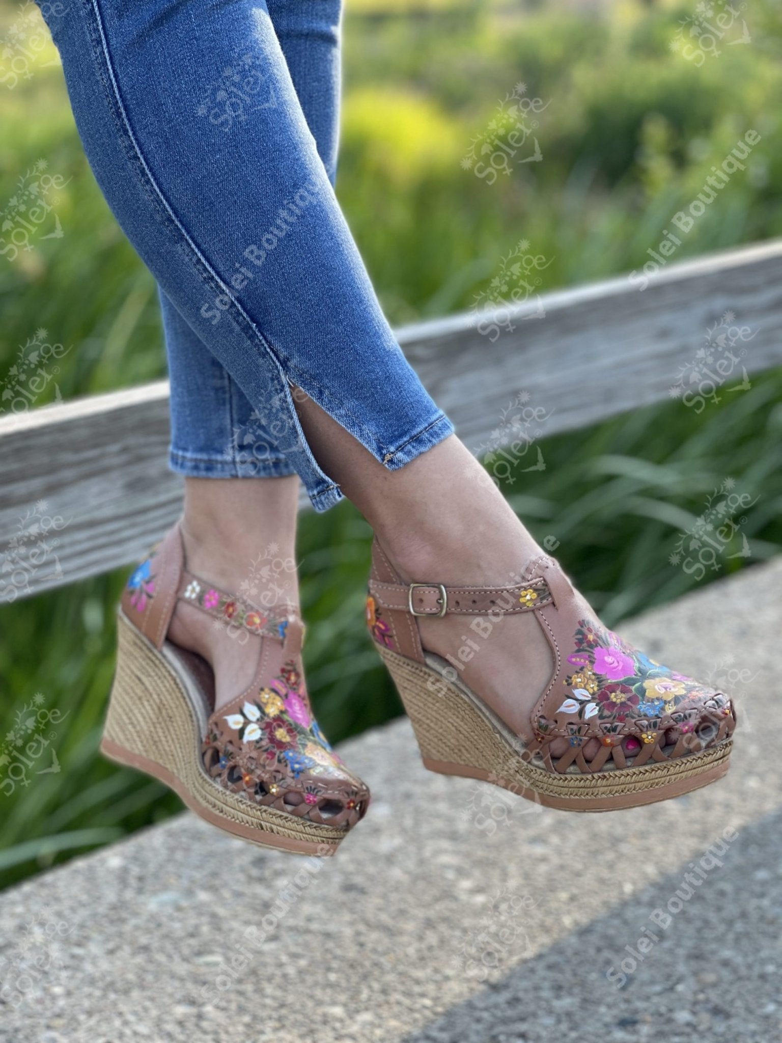 Mexican Hand Painted Wedge Heels - Solei Store