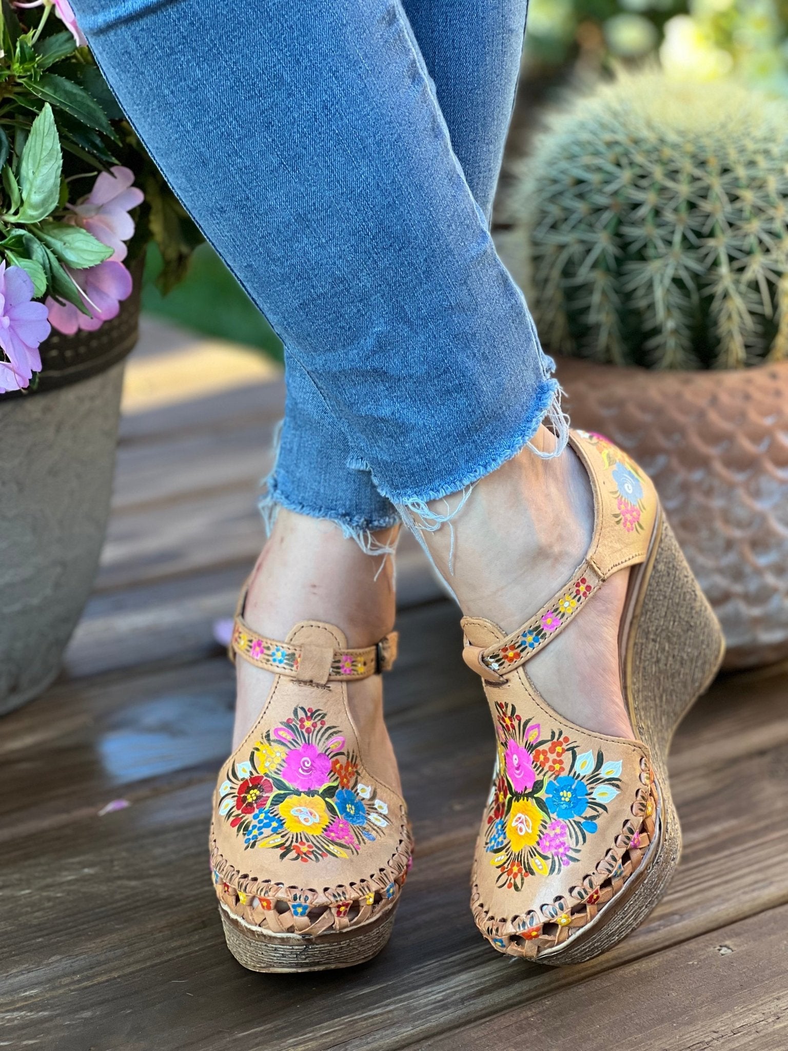 Mexican Hand Painted Wedge Heels. Zayra Heels - Solei Store