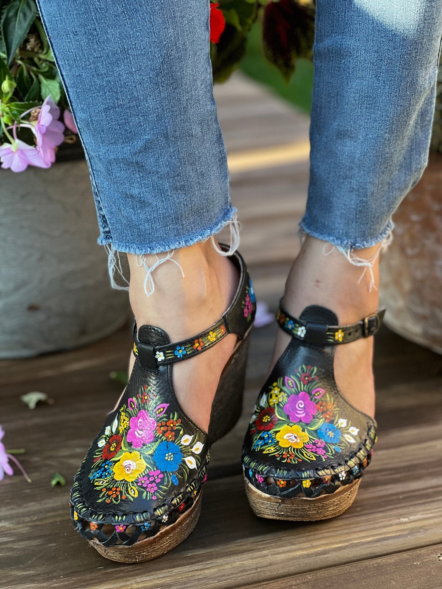 Mexican Hand Painted Wedge Heels. Zayra Heels - Solei Store