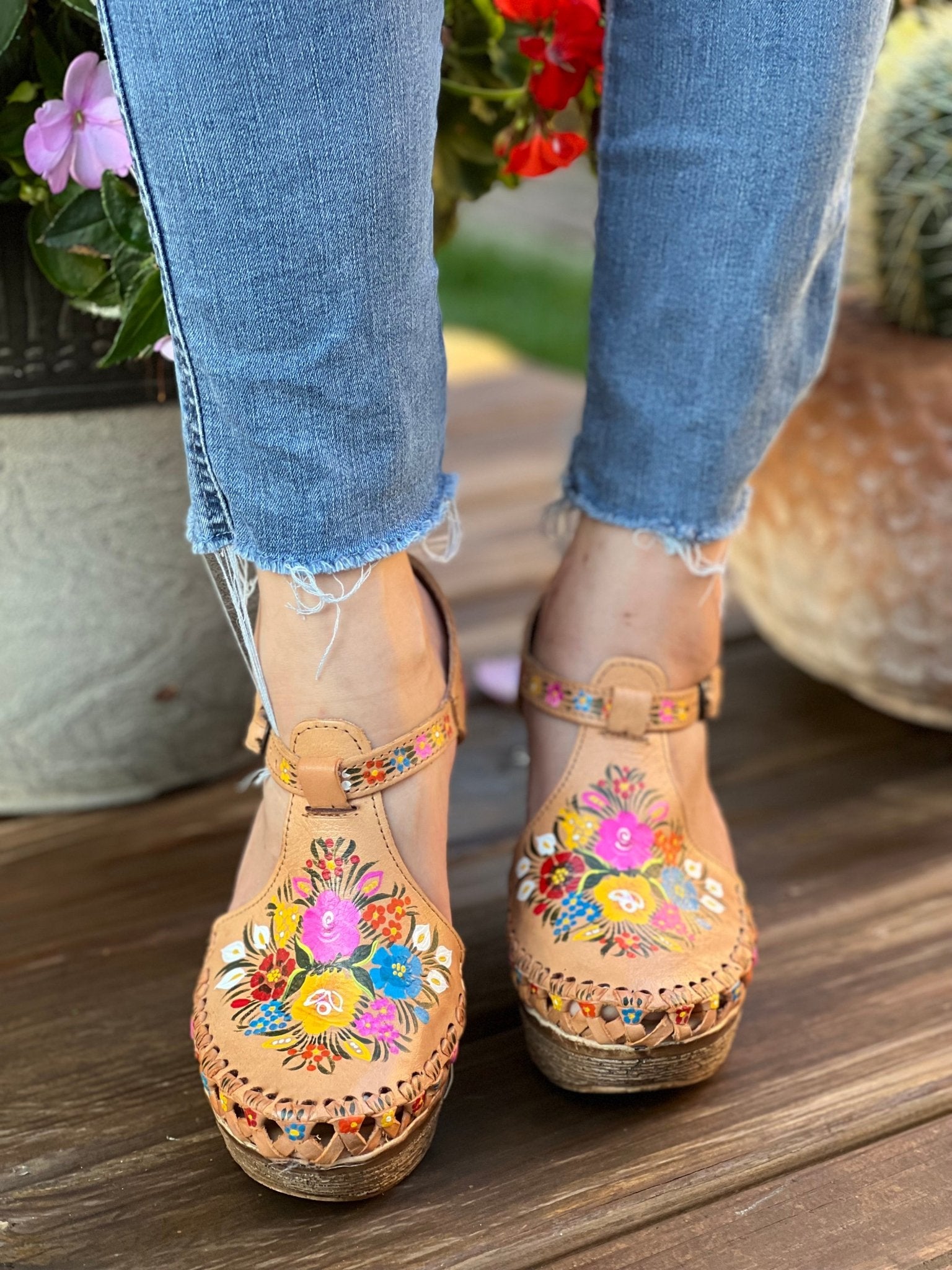 Mexican Hand Painted Wedge Heels. Zayra Heels - Solei Store