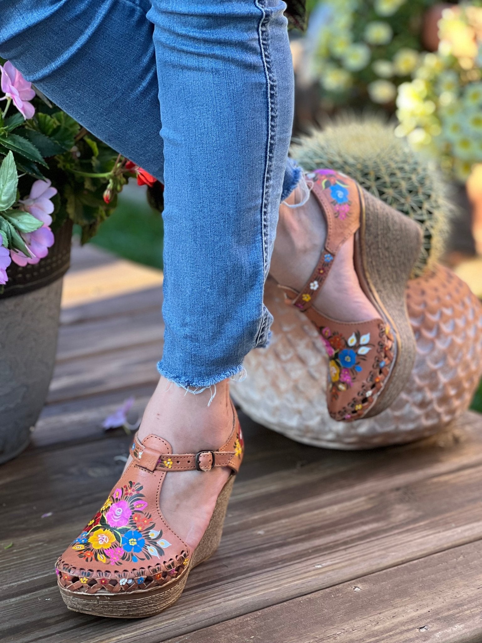 Mexican Hand Painted Wedge Heels. Zayra Heels - Solei Store