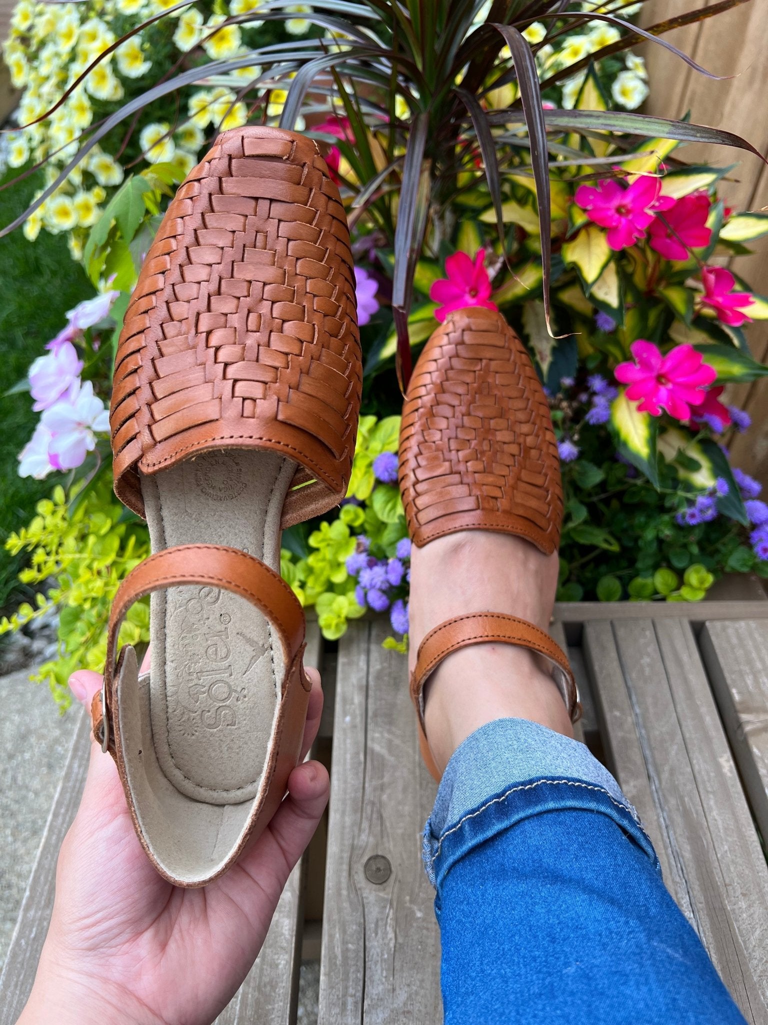 Mexican Leather Ballerina Flats. Huarache Emilia - Solei Store