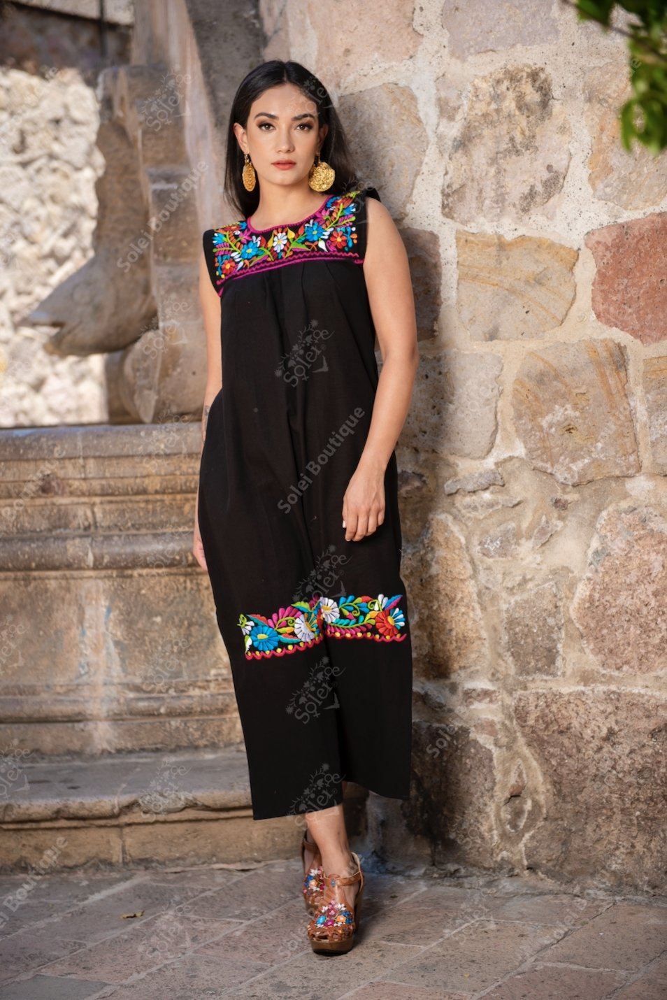 Mexican Maxi Tehuacan Dress. Traditional Mexican dress. - Solei Store