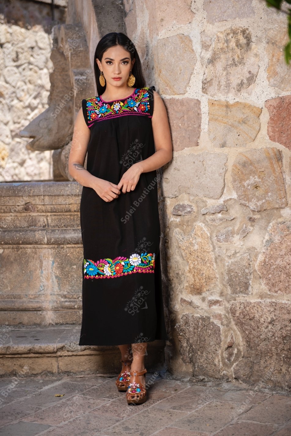 Mexican Maxi Tehuacan Dress. Traditional Mexican dress. - Solei Store