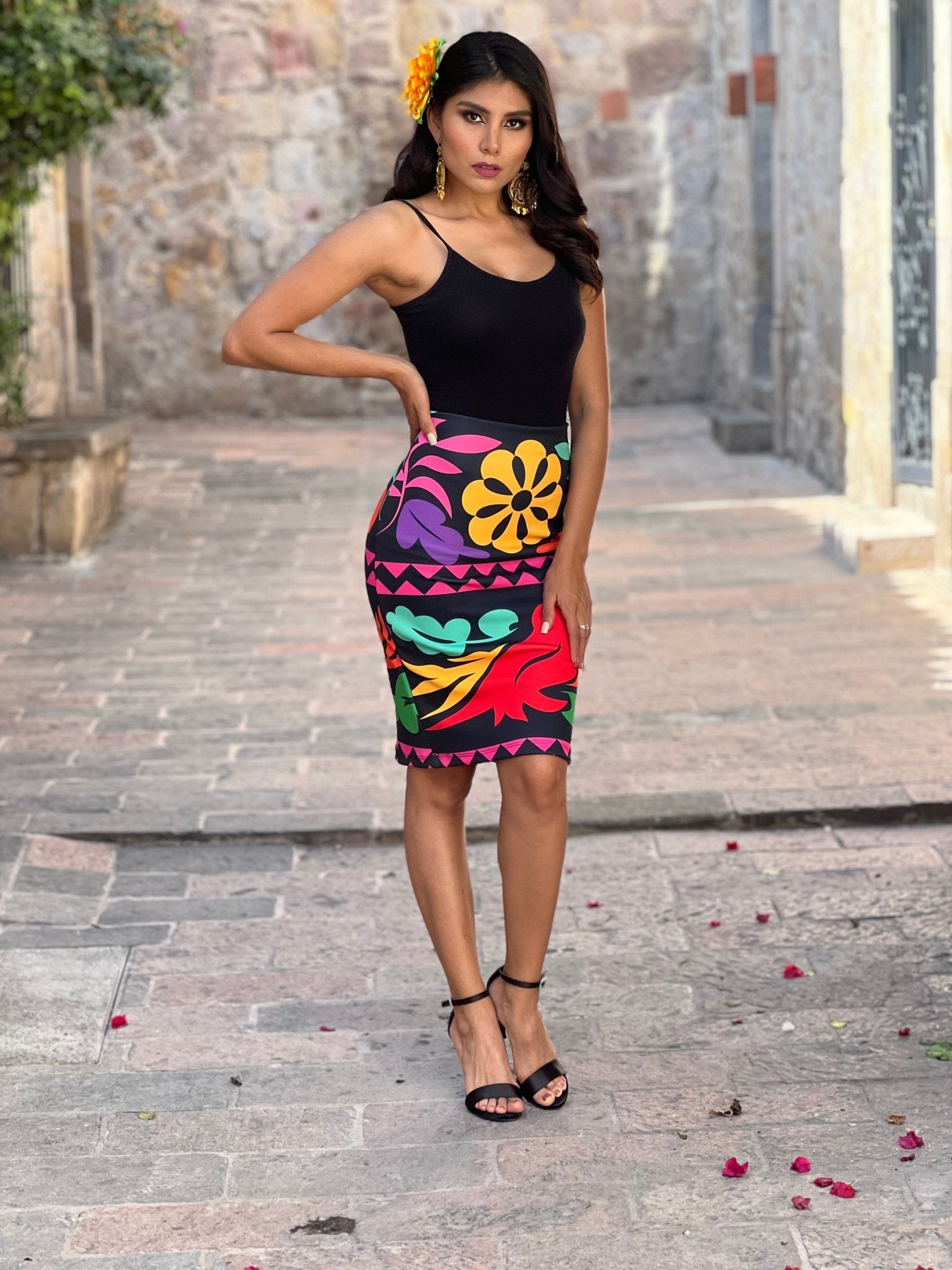 Mexican Midi Skirt. Sublimated Mexican Skirt. Jalapa Skirt - Solei Store