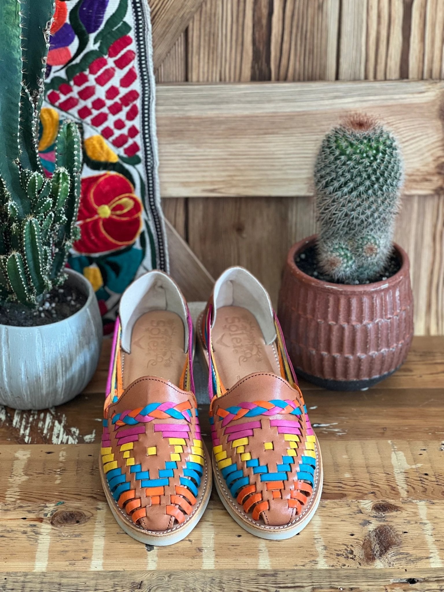 Mexican Multicolor Leather Shoes. Megan Multicolor Flats - Solei Store