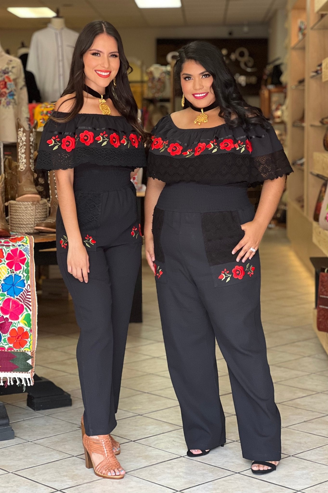 Mexican Off the Shoulder Jumpsuit. Jumpsuit Campesino Luxe - Solei Store