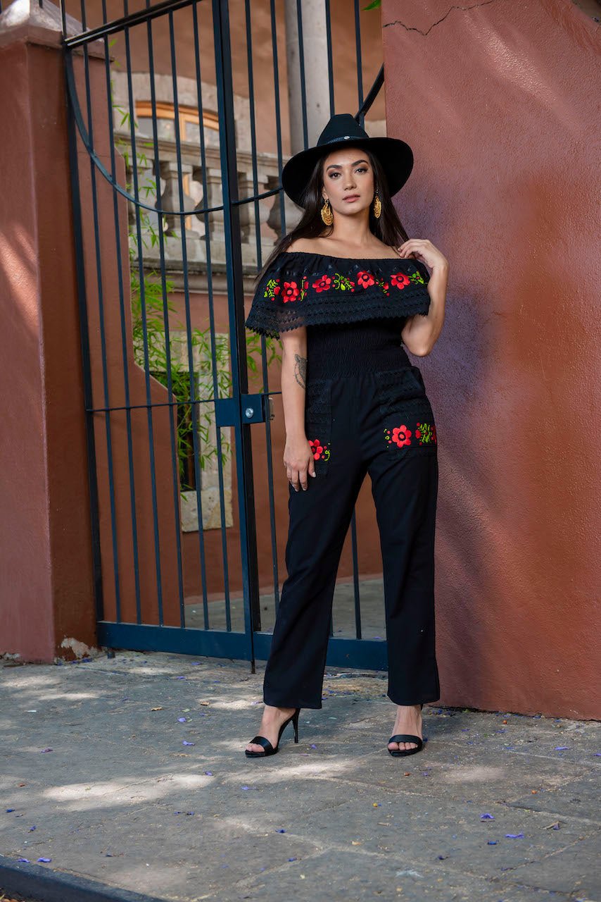 Mexican Off the Shoulder Jumpsuit. Jumpsuit Campesino Luxe - Solei Store