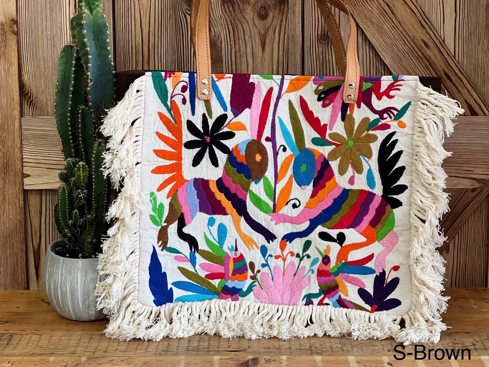 Mexican Tote Bag. Traditional Otomi Hand Embroidered Bag. Otomi Tote. - Solei Store