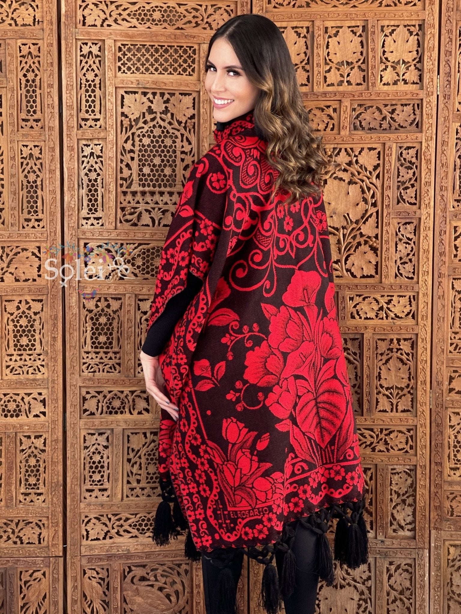 Mexican Traditional Calla Lily Poncho. Gaban Alcatraz Fino. - Solei Store