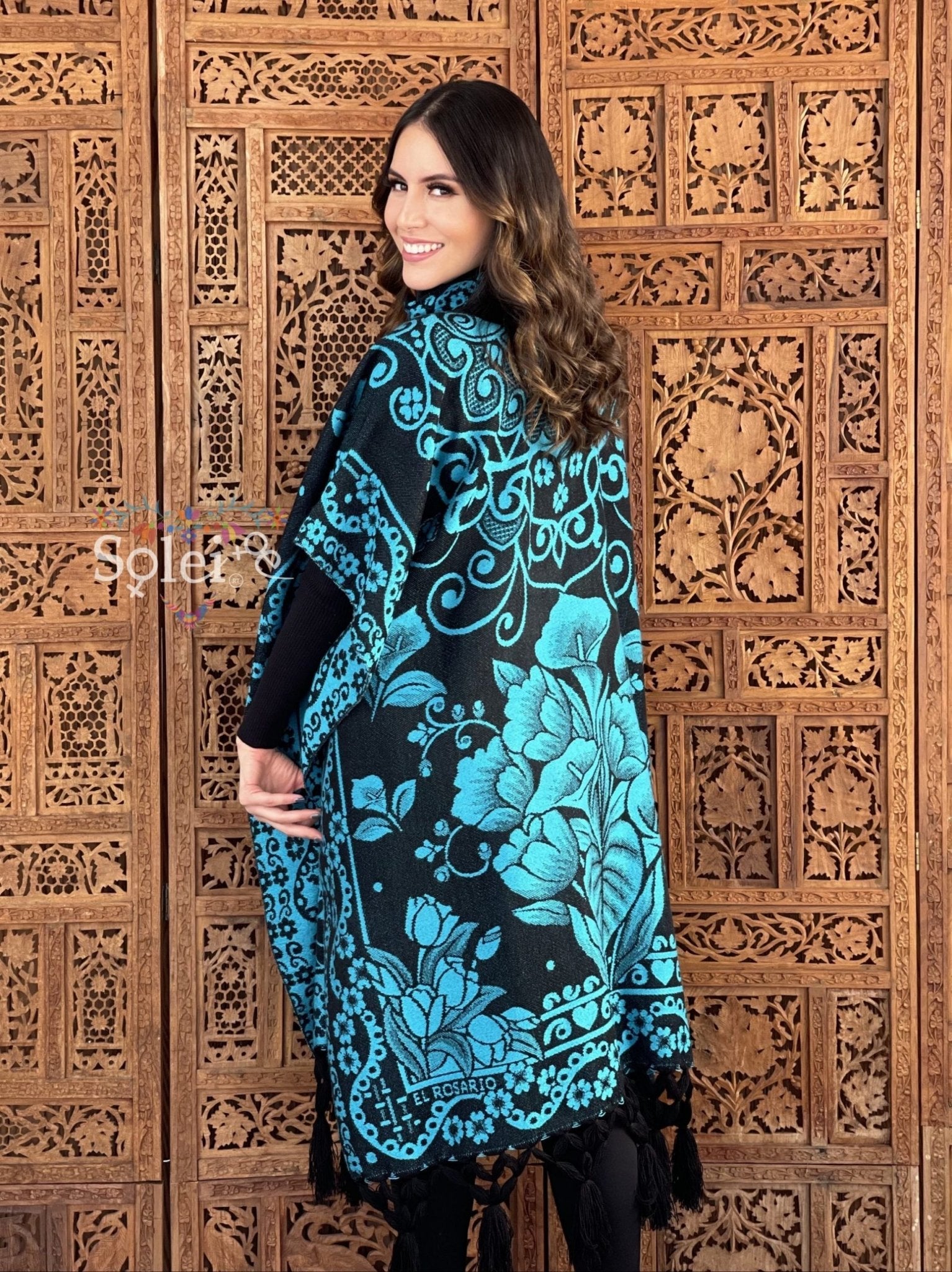 Mexican Traditional Calla Lily Poncho. Gaban Alcatraz Fino. - Solei Store