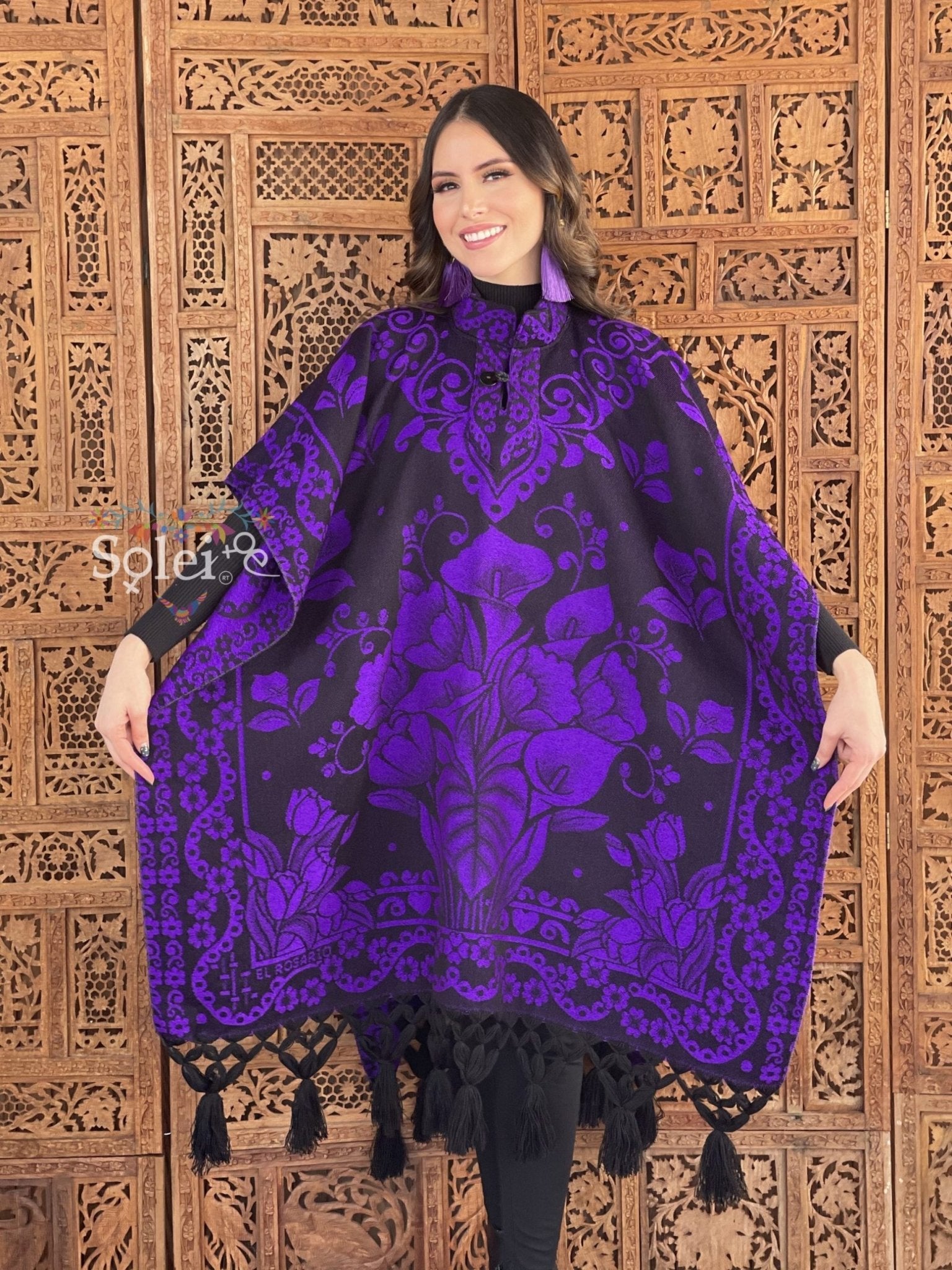 Mexican Traditional Calla Lily Poncho. Gaban Alcatraz Fino. - Solei Store