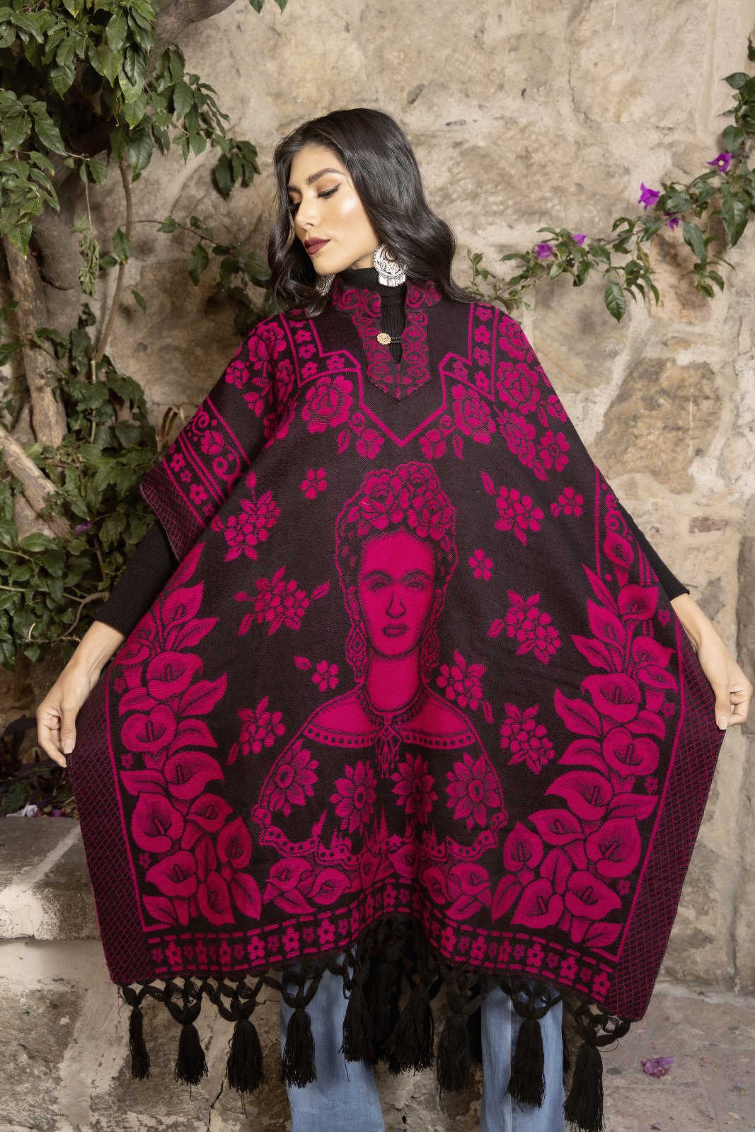 Mexican Traditional Frida Kahlo Poncho. Gaban Frida Kahlo. - Solei Store