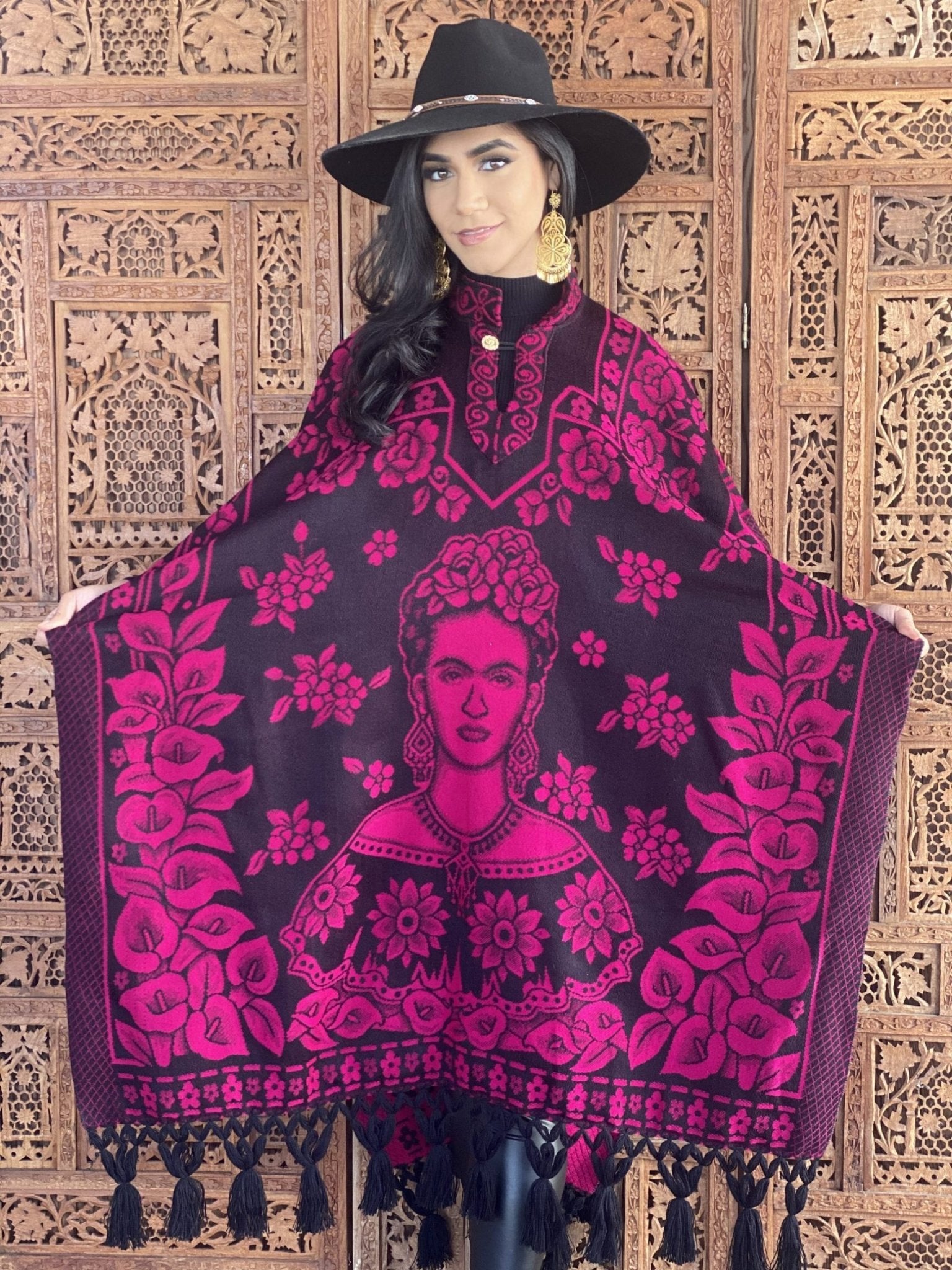 Mexican Traditional Frida Kahlo Poncho. Gaban Frida Kahlo. - Solei Store