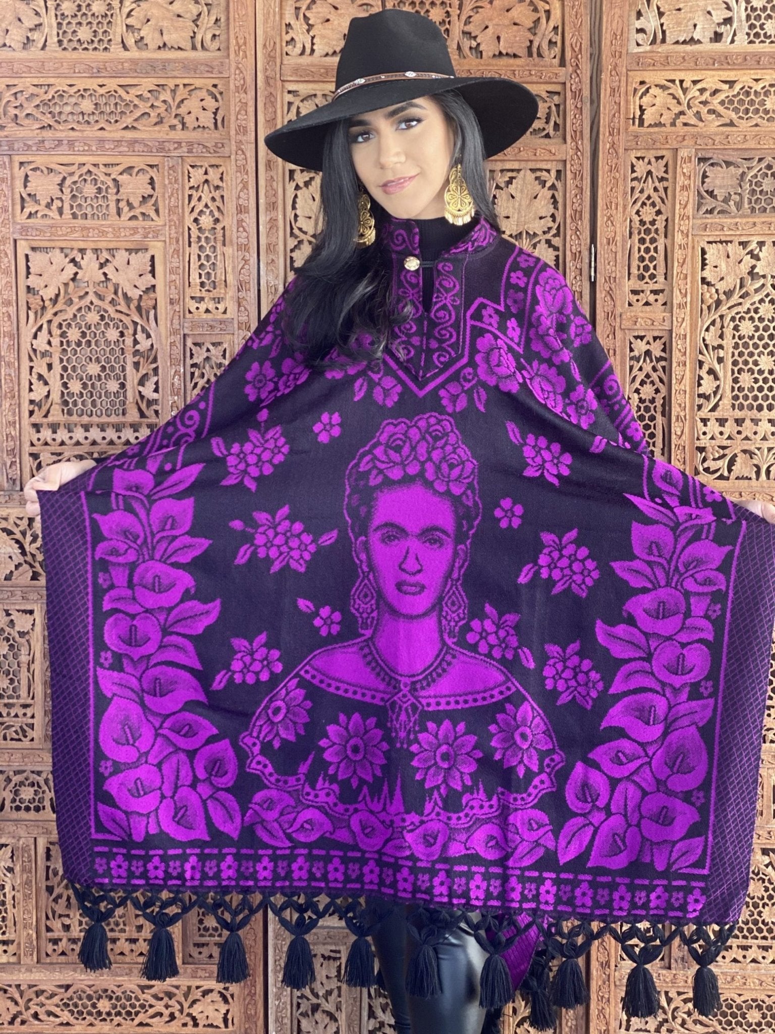 Mexican Traditional Frida Kahlo Poncho. Gaban Frida Kahlo. - Solei Store