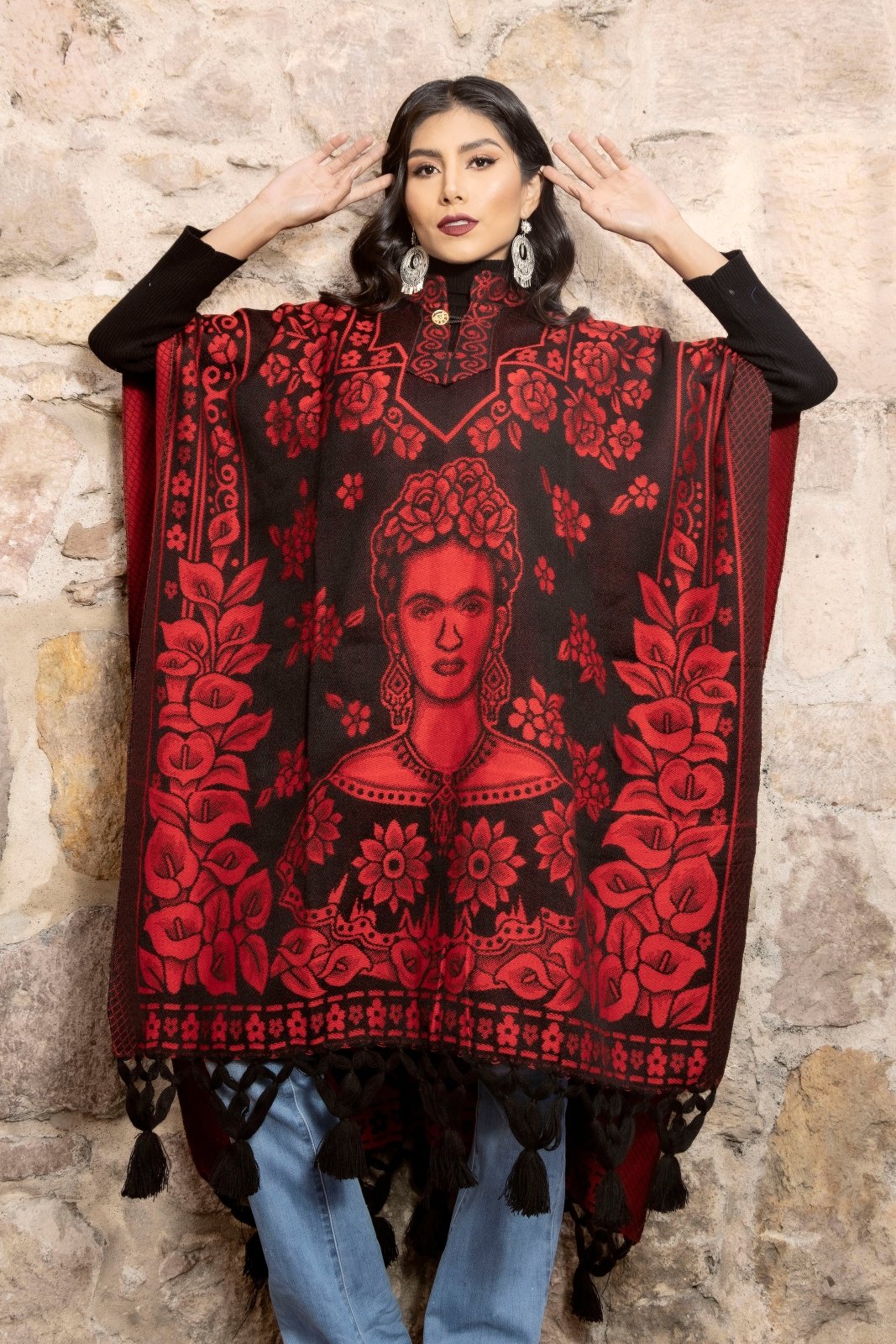 Mexican Traditional Frida Kahlo Poncho. Gaban Frida Kahlo. - Solei Store