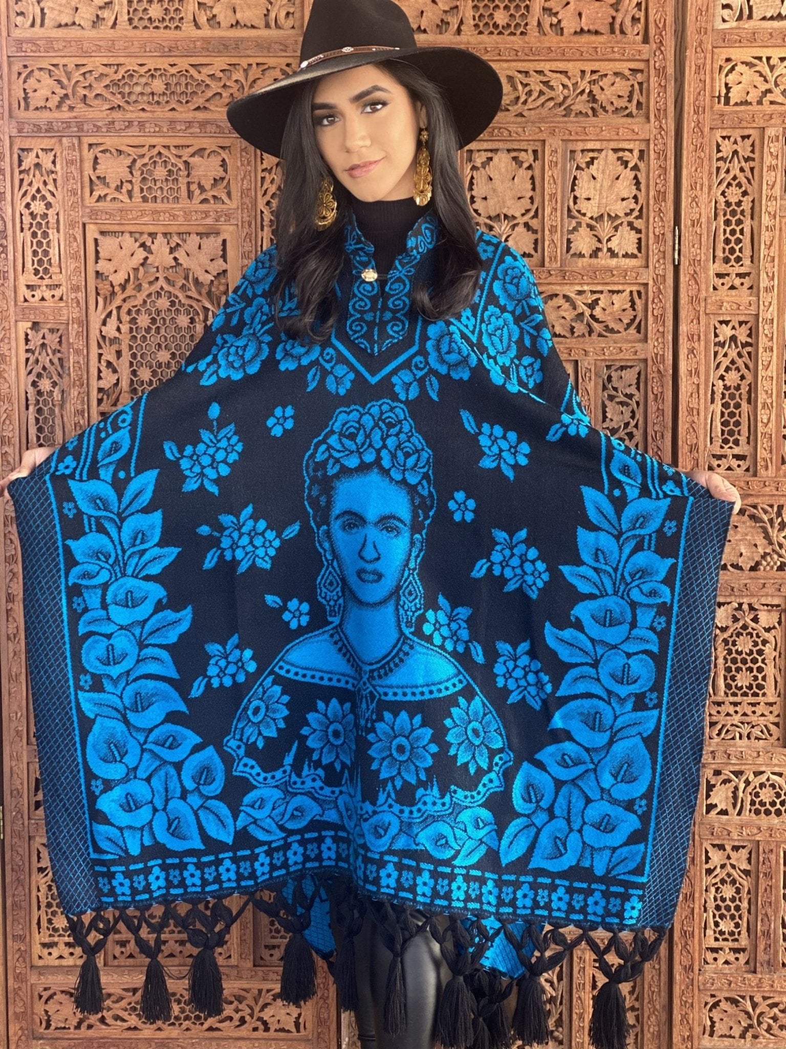 Mexican Traditional Frida Kahlo Poncho. Gaban Frida Kahlo. - Solei Store