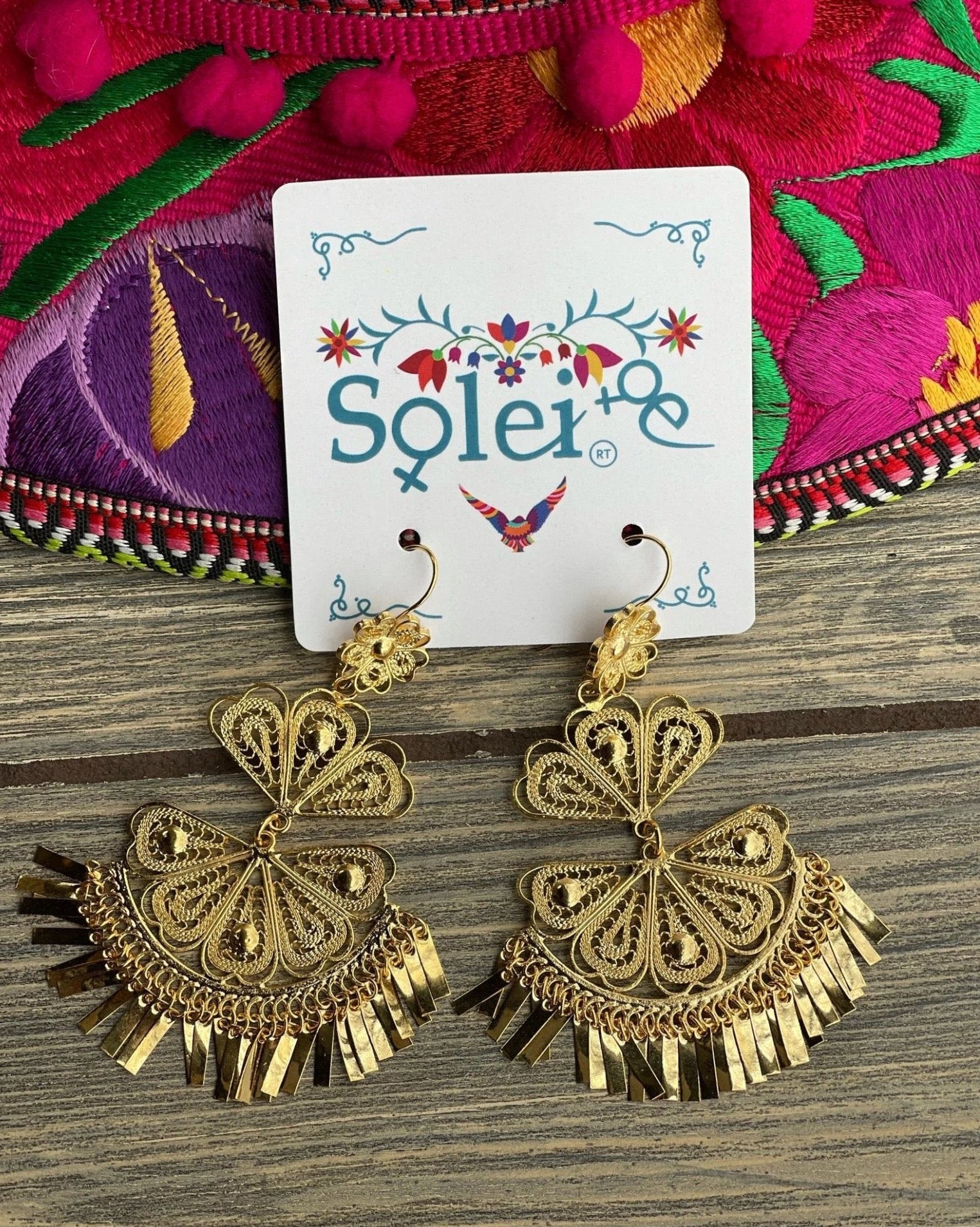 Mexicans Filigree Earrings. Gold Plated Filigree. Traditional Earrings. Arete Bailarina - Solei Store