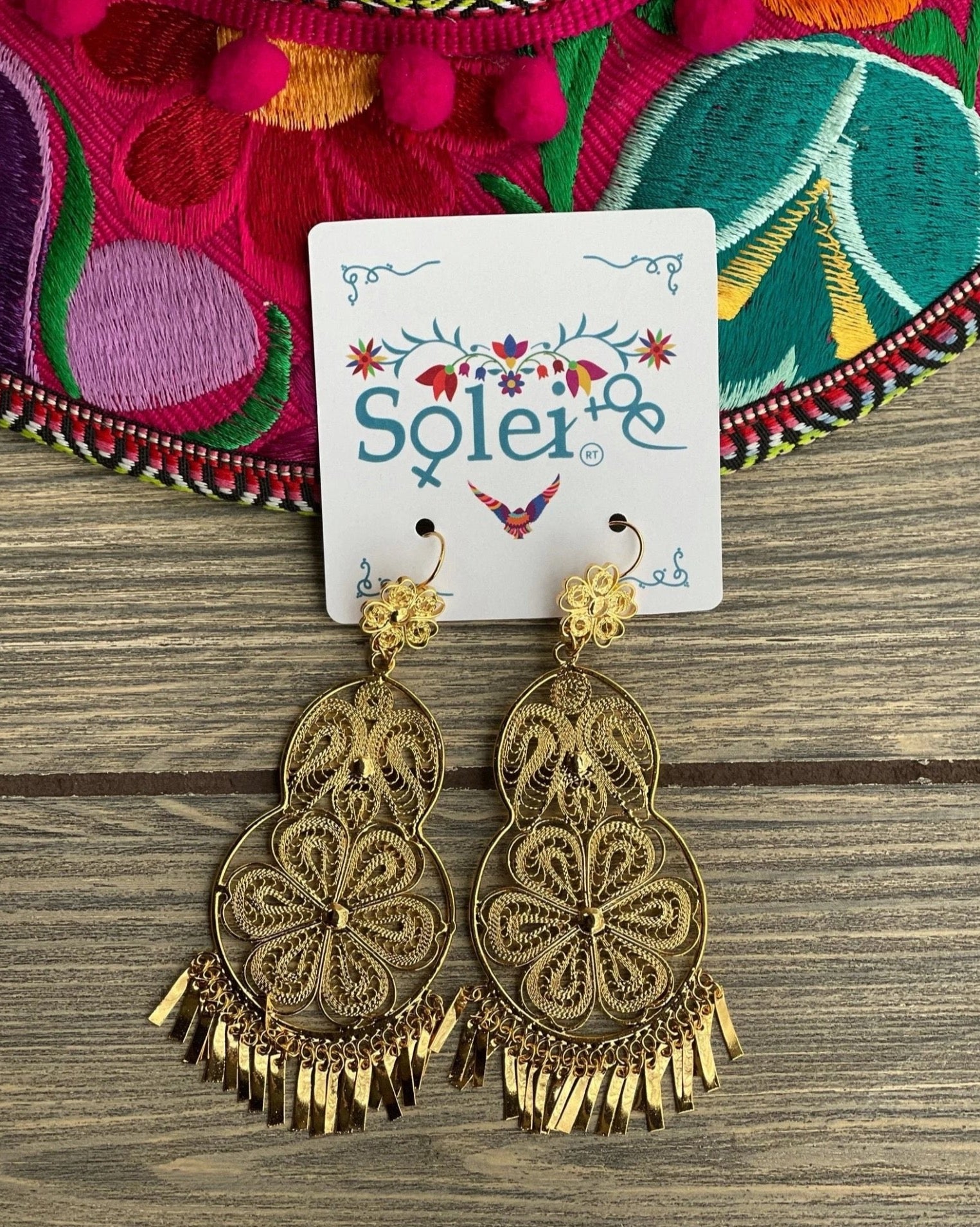 Mexicans Filigree Earrings. Gold Plated Filigree.. Traditional Earrings. Arete Pera - Solei Store