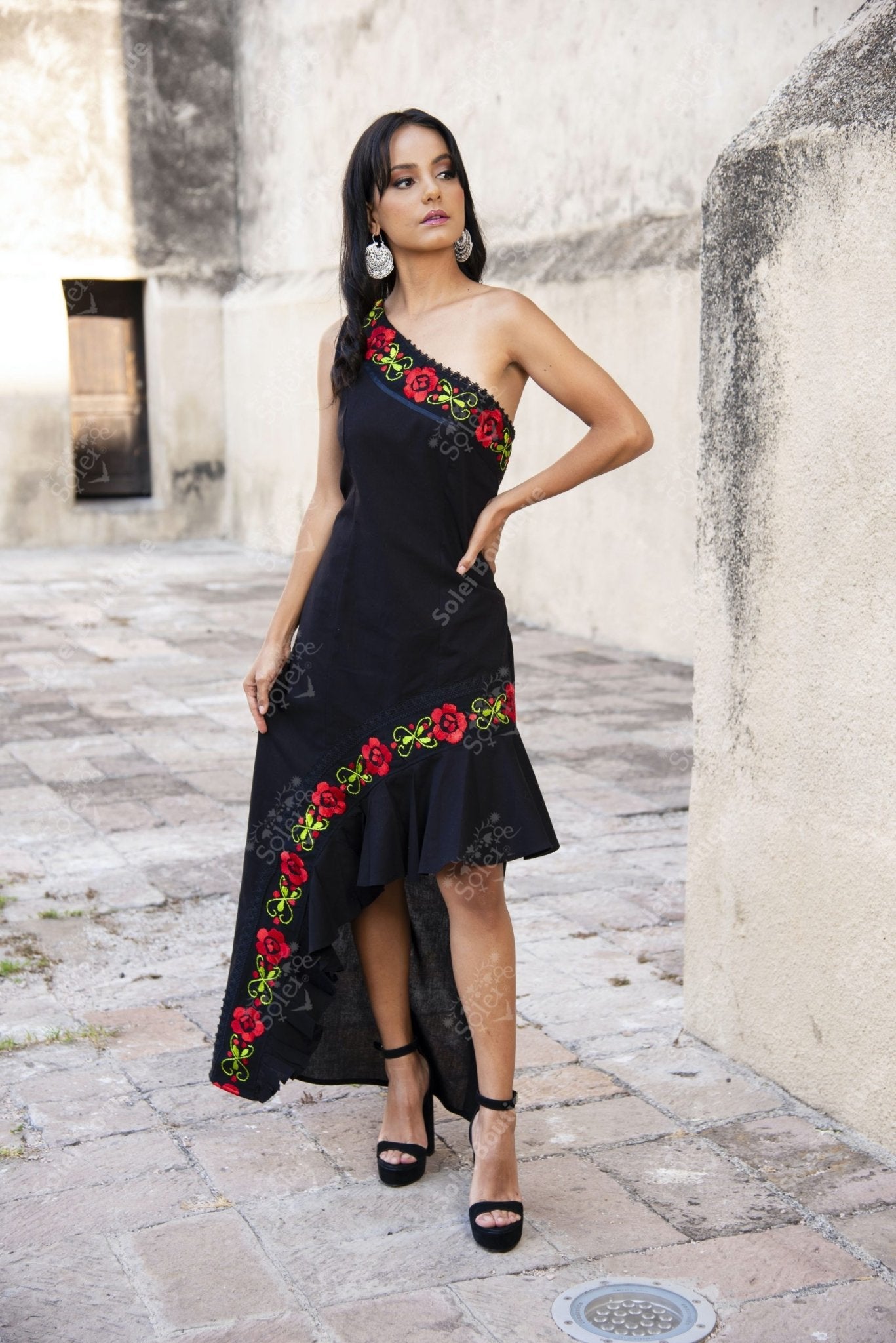 Ruffle Sleeve Floral Mexican Dress - Solei Store