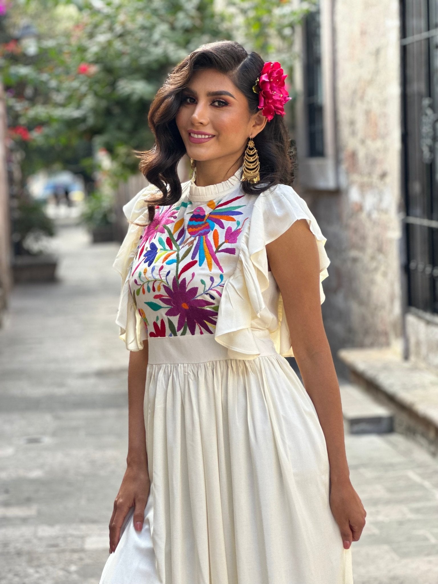 Traditional Hand Embroidered Mexican Dress. Layla Otomi Dress. - Solei Store