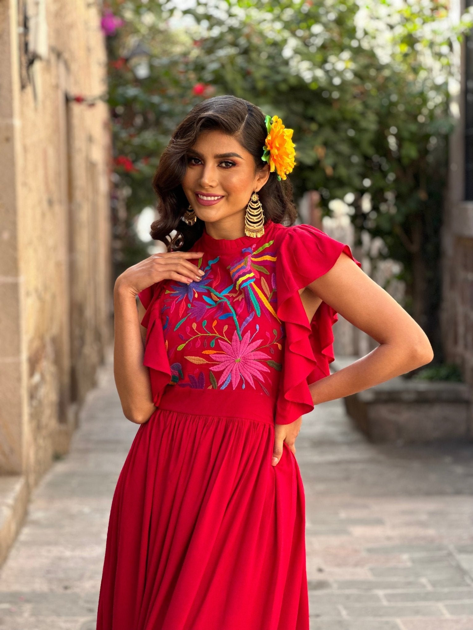 Traditional Hand Embroidered Mexican Dress. Layla Otomi Dress. - Solei Store