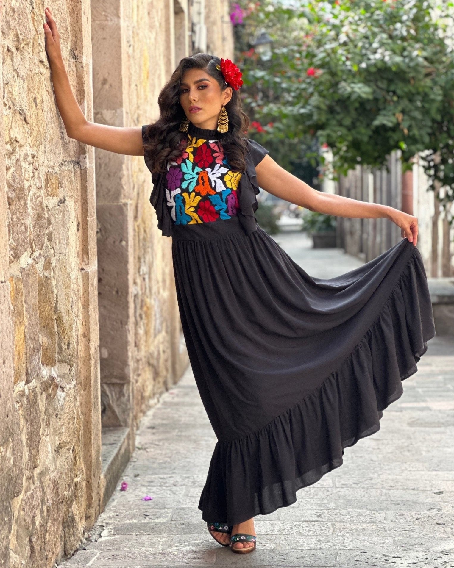 Traditional Hand Embroidered Mexican Dress. Vestido Layla. - Solei Store