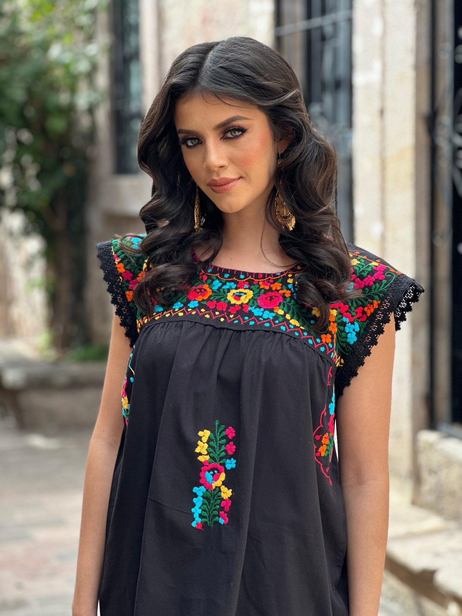 Traditional Mexican Artisanal Hand Embroidered Floral Dress. Lina Dress. - Solei Store