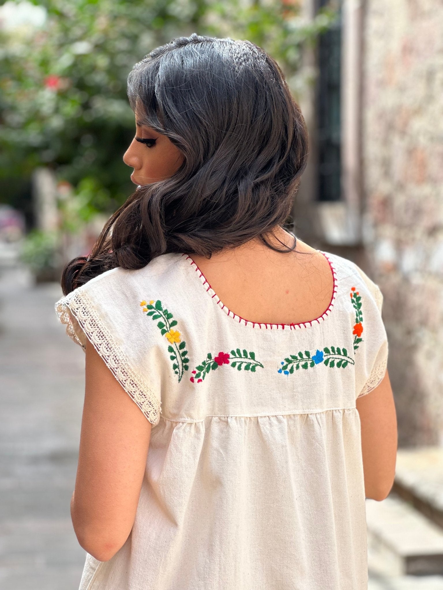 Traditional Mexican Artisanal Hand Embroidered Floral Dress. Lina Dress. - Solei Store