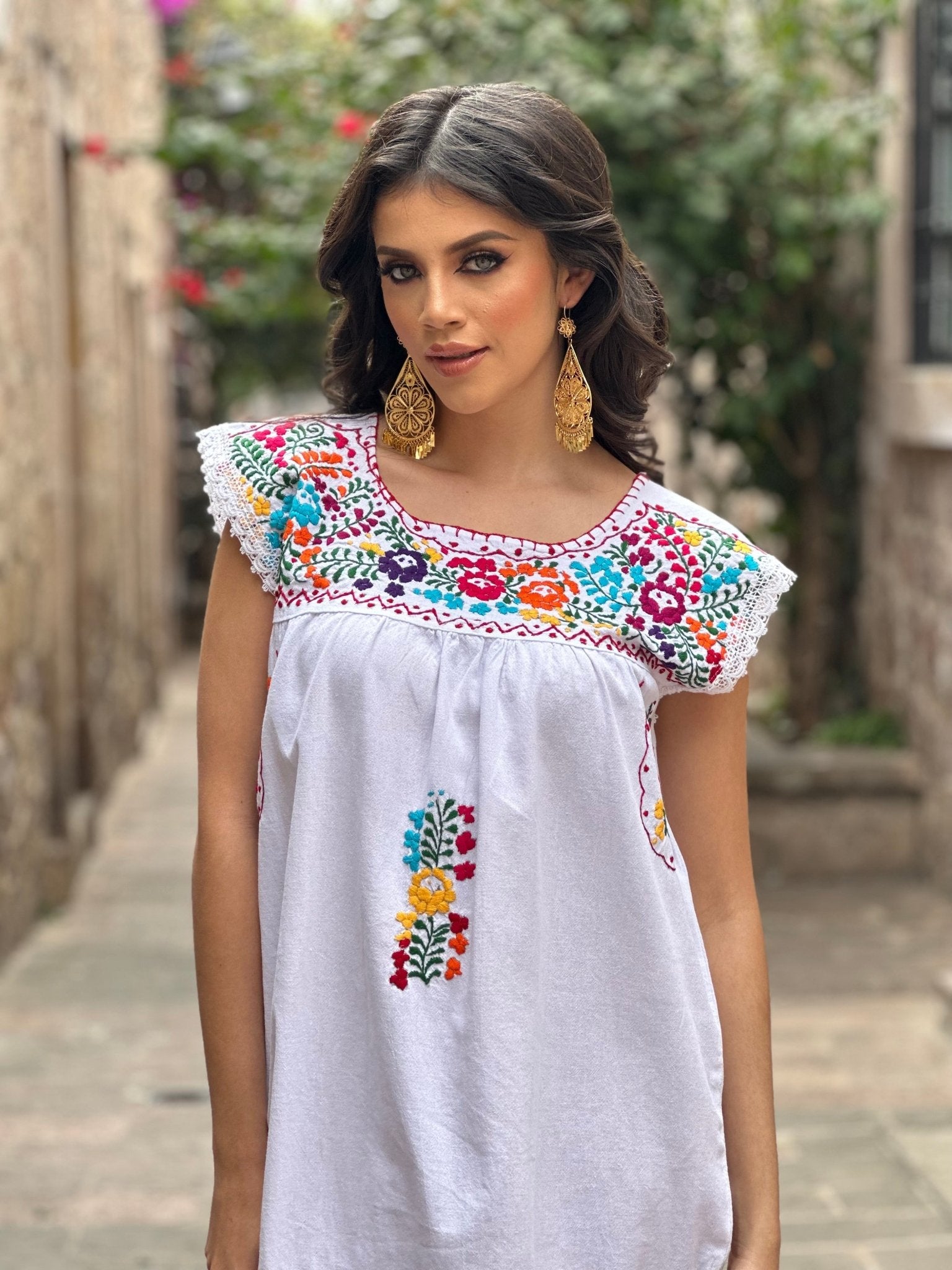 Traditional Mexican Artisanal Hand Embroidered Floral Dress. Lina Dress. - Solei Store