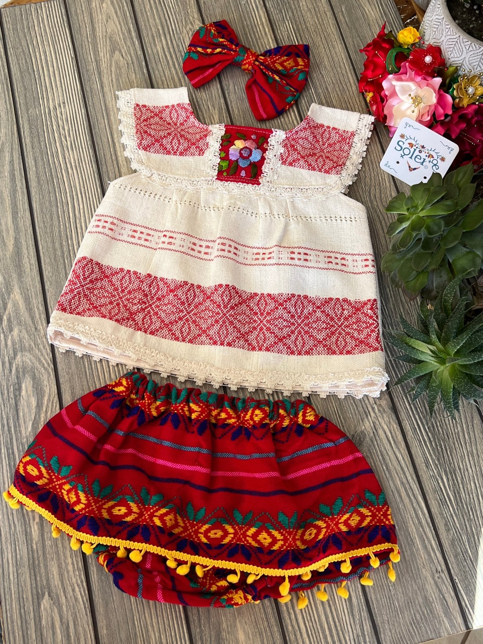 Traditional Mexican Baby Outfit. Set Metzli. - Solei Store