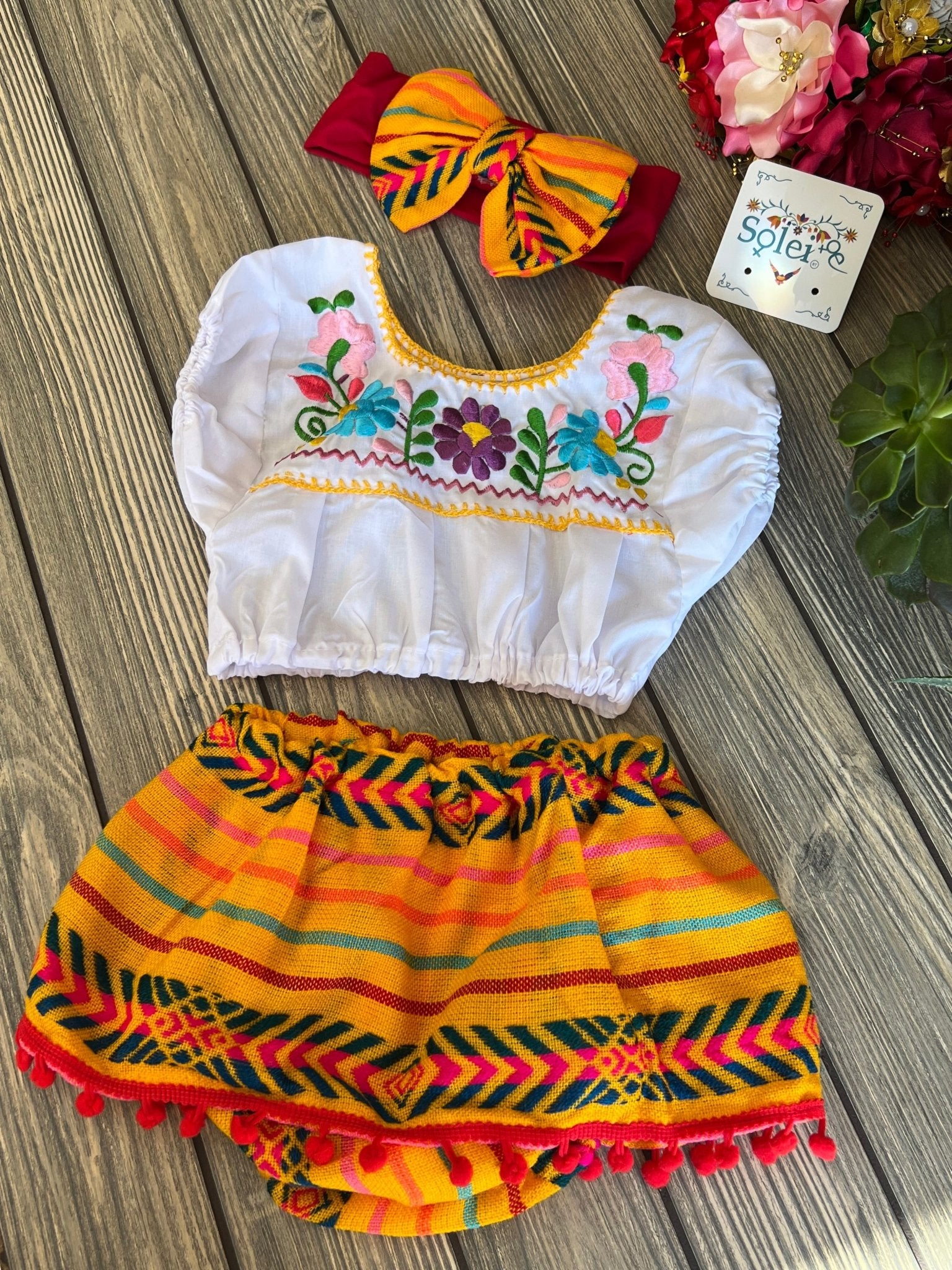 Traditional Mexican Baby Outfit. Set Paola. - Solei Store