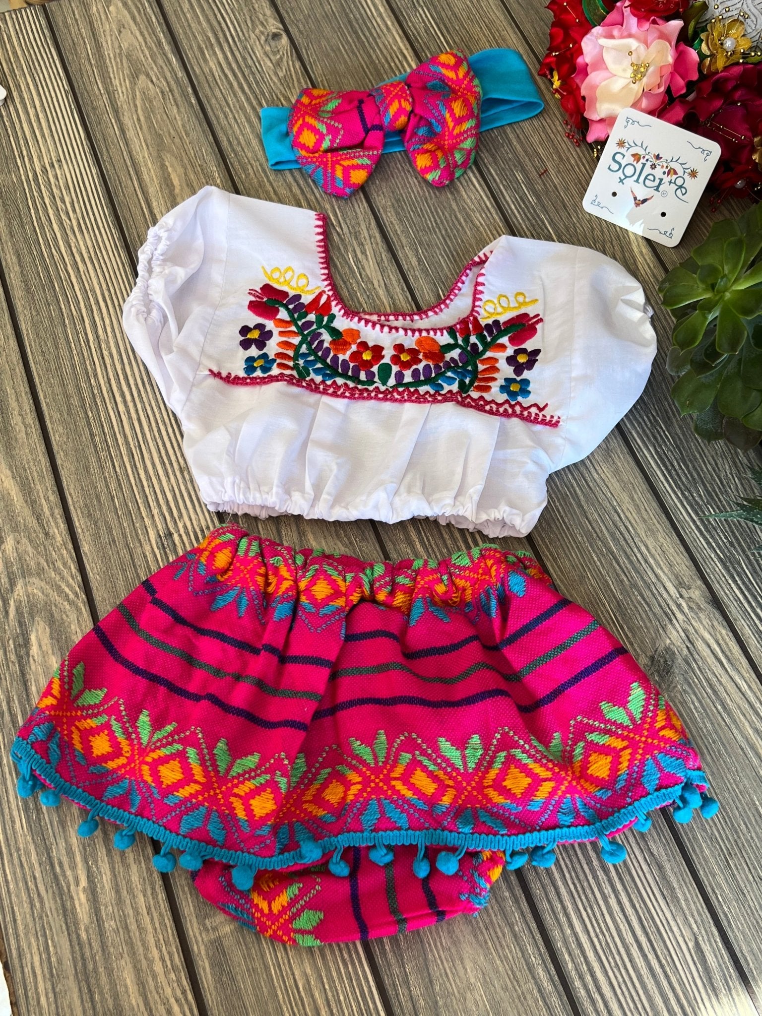 Traditional Mexican Baby Outfit. Set Paola. - Solei Store