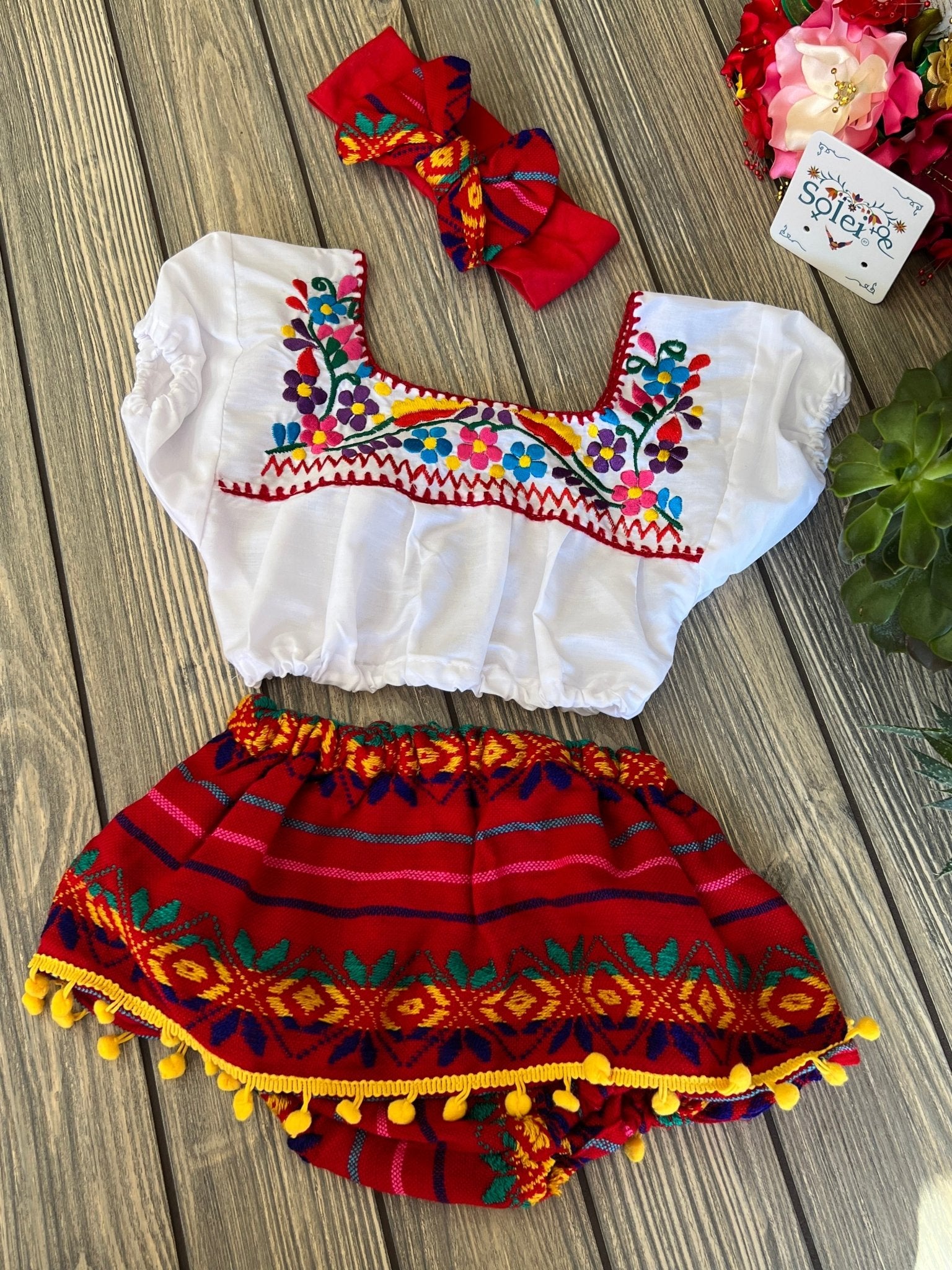 Traditional Mexican Baby Outfit. Set Paola. - Solei Store