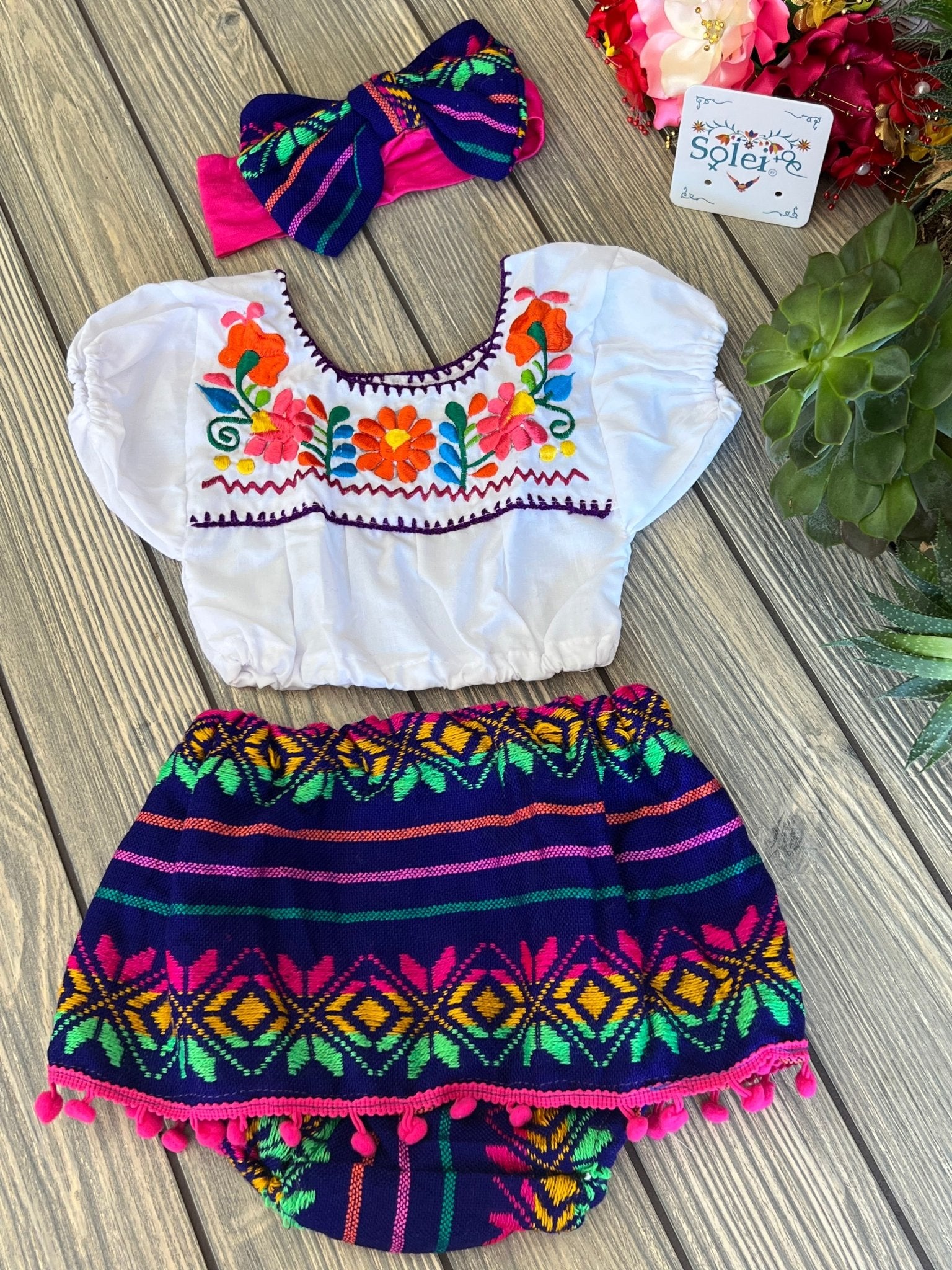 Traditional Mexican Baby Outfit. Set Paola. - Solei Store