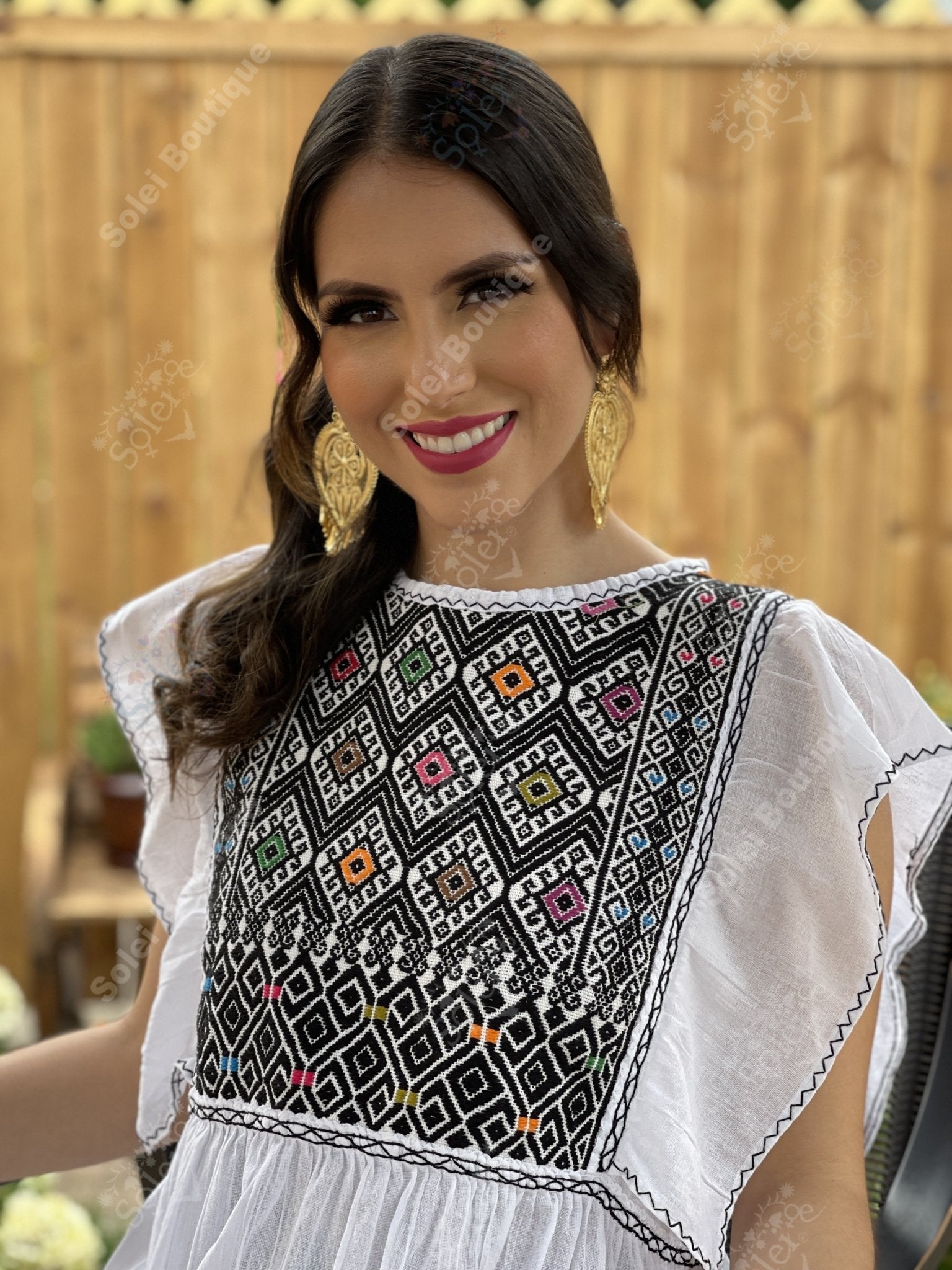 Traditional Mexican Dress. Embroidered Tunic Dress Made on a Loom. Larissa Dress - Solei Store